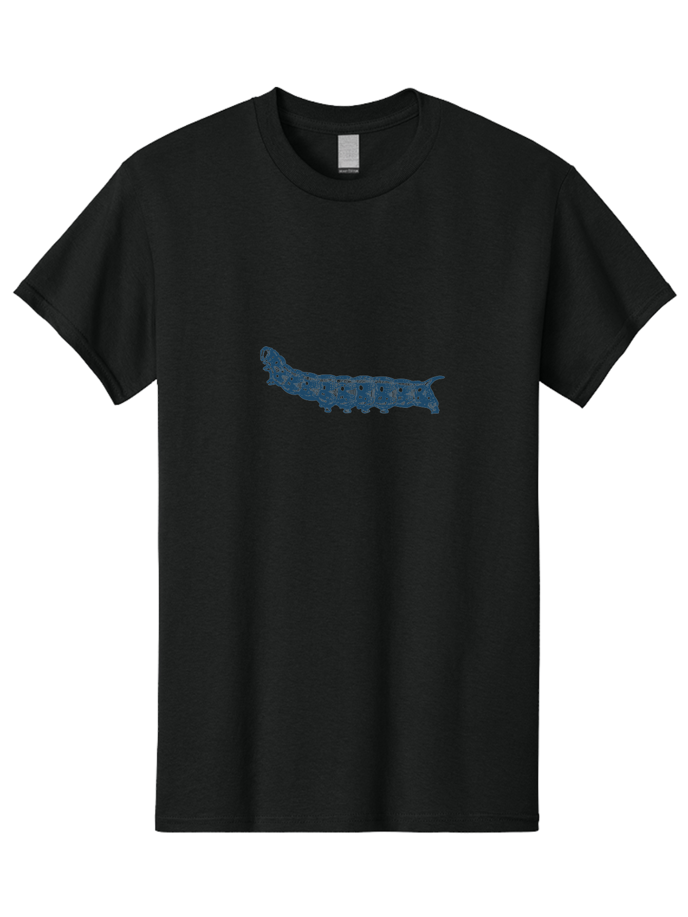 Vintage Caterpillar Sketch Men'S Graphic Tee, 100% Cotton, Comfortable Casual Summer Wear, Machine Washable, Caterpillar Illustration, Circuit Board Design, Abstract Art, Futuristic Insect, Technical Diagram, Blue Neon Glow, Tech Meets Nature Aae787 13