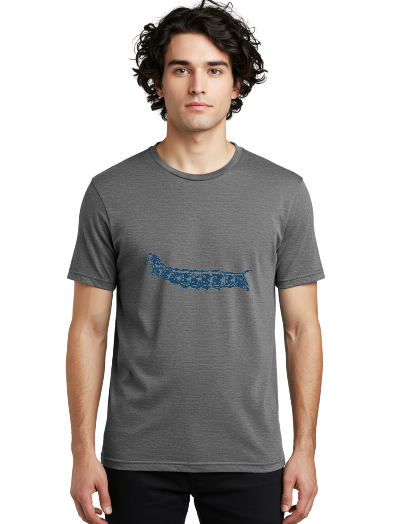Vintage Caterpillar Sketch Men'S Graphic Tee, 100% Cotton, Comfortable Casual Summer Wear, Machine Washable, Caterpillar Illustration, Circuit Board Design, Abstract Art, Futuristic Insect, Technical Diagram, Blue Neon Glow, Tech Meets Nature Aae787 20