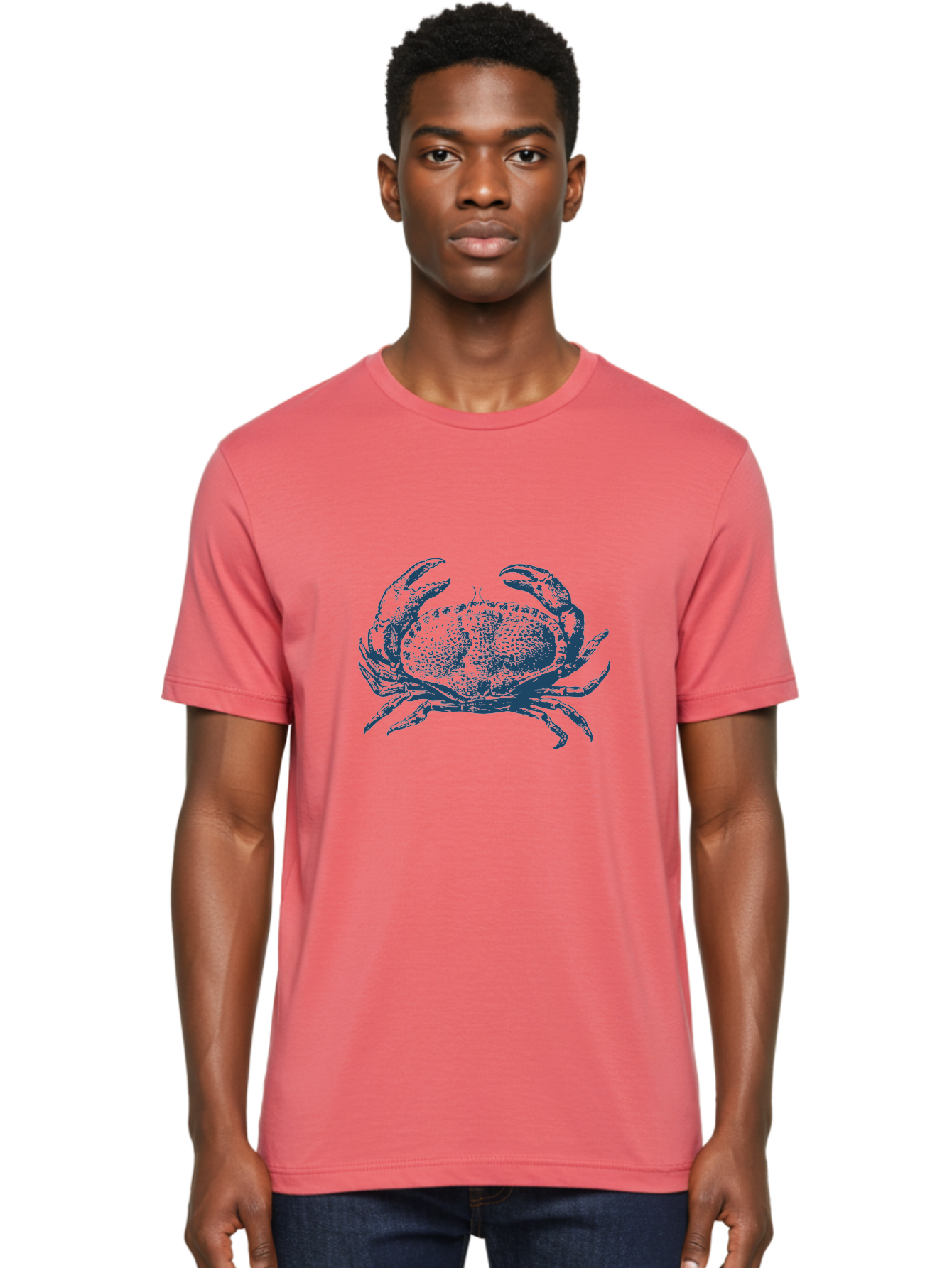 Vintage Coastal Crab Men'S Graphic Tee, 100% Cotton, Comfortable Casual Summer Wear, Machine Washable, Crab Graphic, Crustacean Illustration, Ocean Creature, Blue Crab, Sea Life, Pointillism Art, Detailed Drawing, Marine Animal Aae789 21