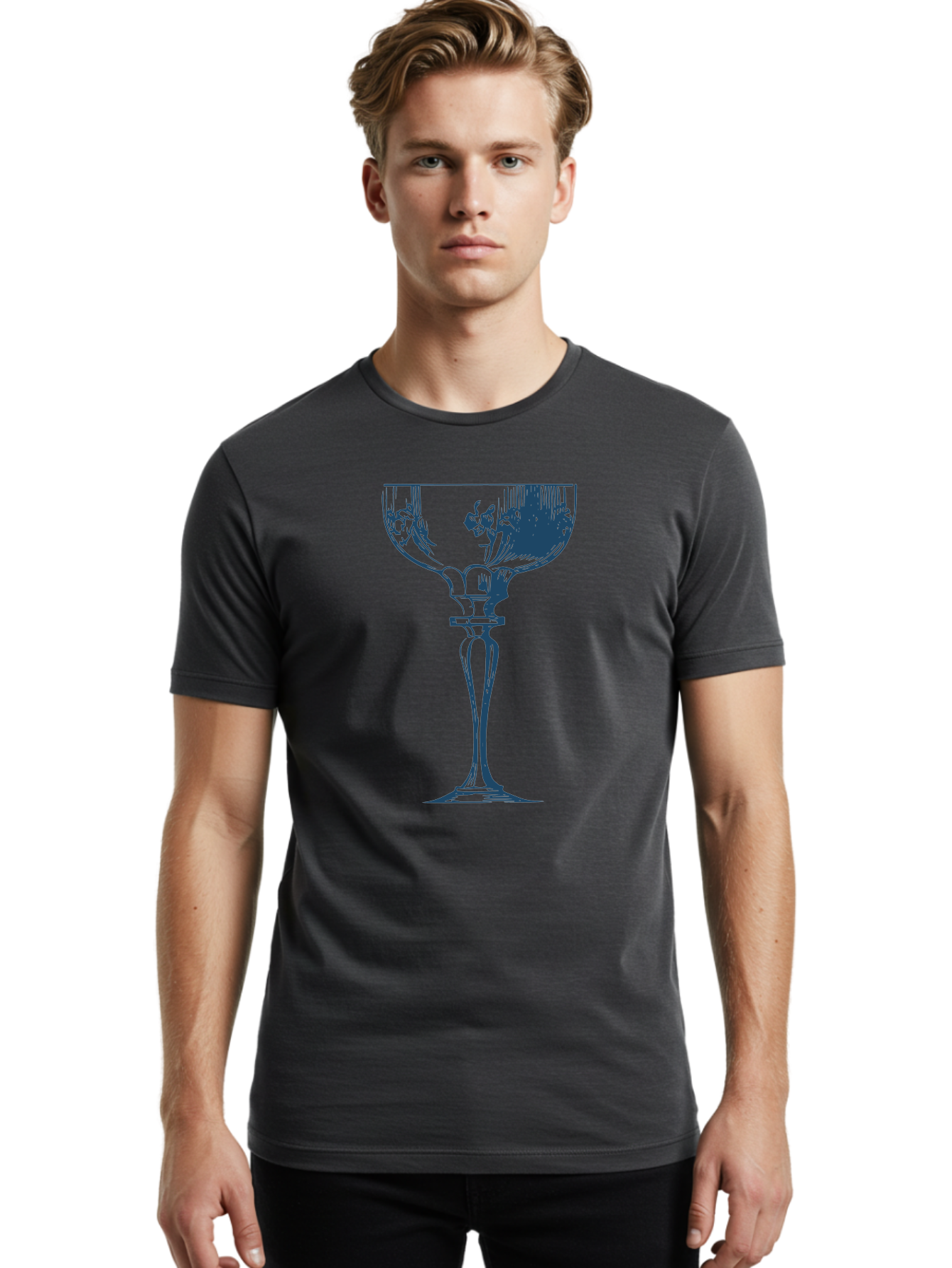 Vintage Coupe Glass Men'S Graphic Tee, 100% Cotton, Comfortable Casual Summer Wear, Machine Washable, Wine Glass, Elegant Design, Luxury Glassware, Fine Dining, Glass Art, Decorative Stemware, Sophisticated, Floral Pattern, Crystal Clear Aae790 24