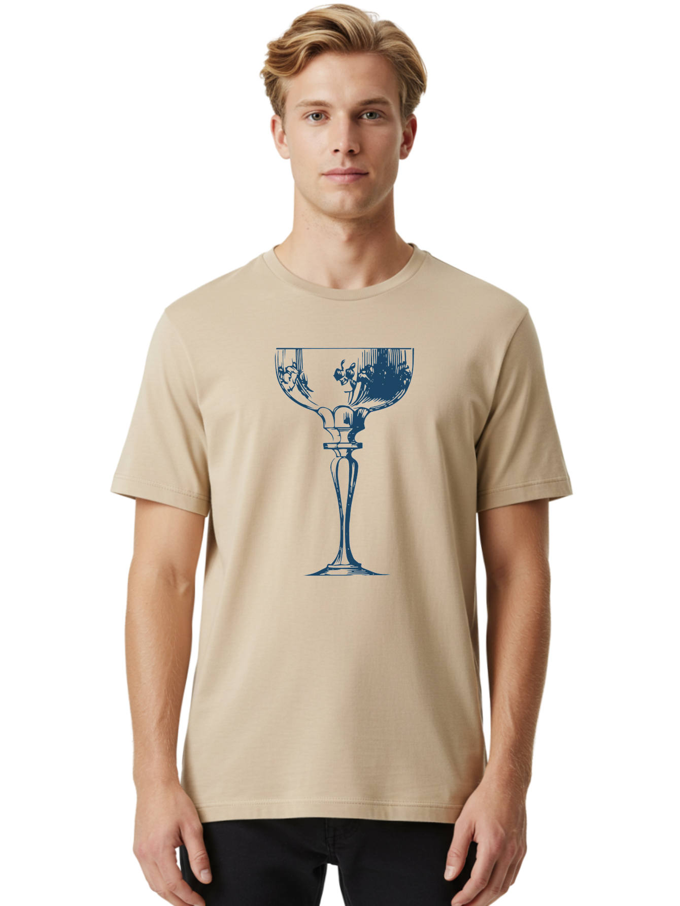 Vintage Coupe Glass Men'S Graphic Tee, 100% Cotton, Comfortable Casual Summer Wear, Machine Washable, Wine Glass, Elegant Design, Luxury Glassware, Fine Dining, Glass Art, Decorative Stemware, Sophisticated, Floral Pattern, Crystal Clear Aae790 22
