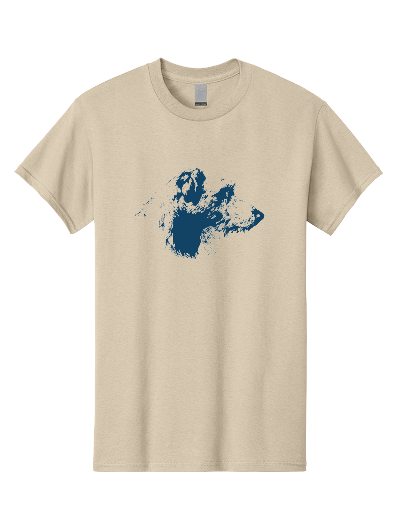 Vintage Dog Portrait Men'S Graphic Tee, 100% Cotton, Comfortable Casual Summer Wear, Machine Washable, Gorilla Graphic, Animal Silhouette, Abstract Art, Dark Blue Shape, Expressive Lines, Abstract Creature, Bold Design, Modern Illustration Aae793 3