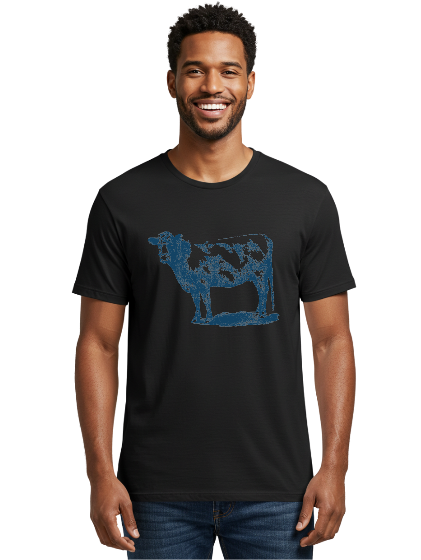 Vintage Farm Cow Men'S Graphic Tee, 100% Cotton, Comfortable Casual Summer Wear, Machine Washable, Illustration Of A Cow, Farm Animal, Livestock, Bovine, Agriculture, Rural Life, Countryside, Simple Art Aae794 16