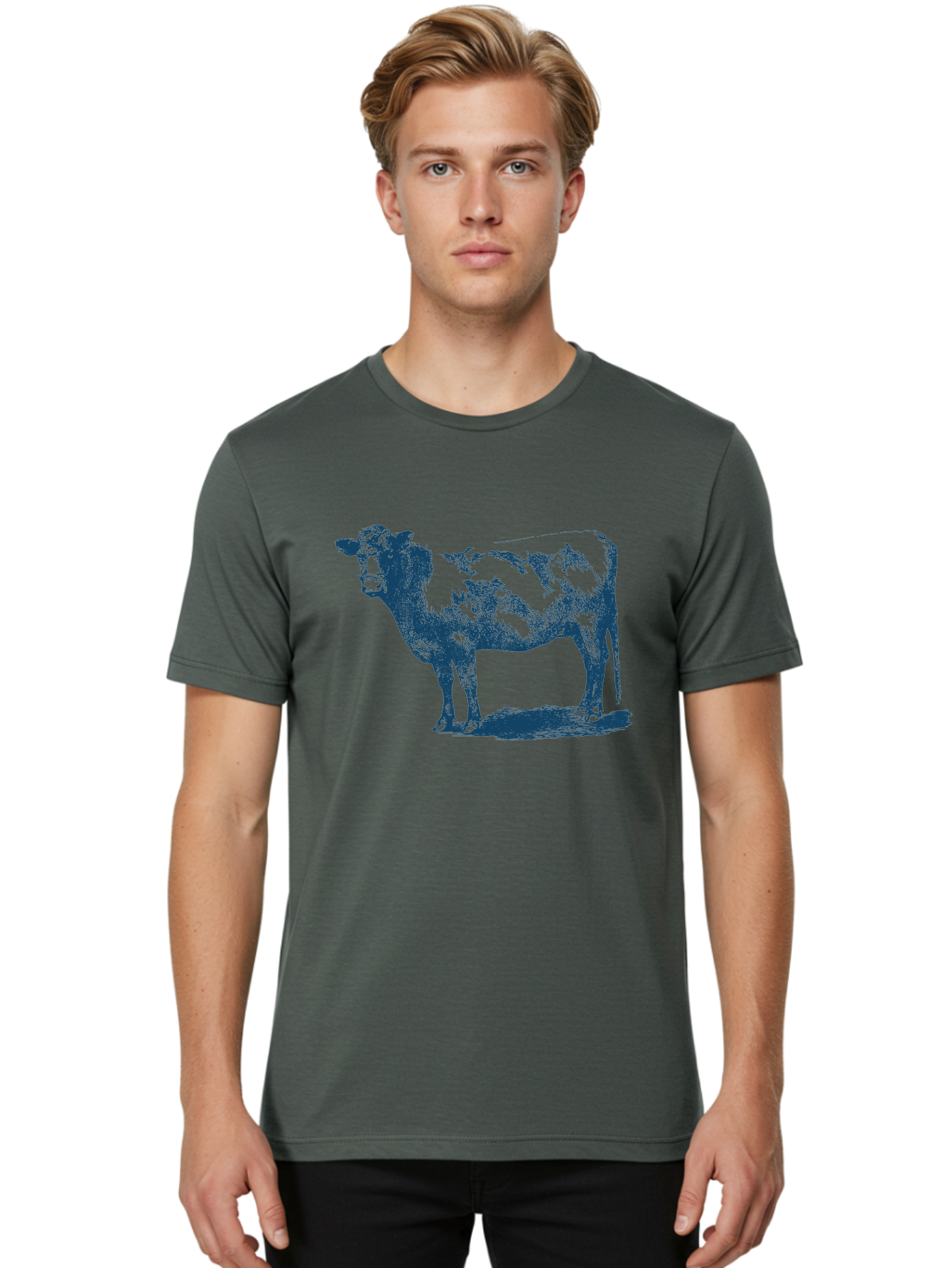 Vintage Farm Cow Men'S Graphic Tee, 100% Cotton, Comfortable Casual Summer Wear, Machine Washable, Illustration Of A Cow, Farm Animal, Livestock, Bovine, Agriculture, Rural Life, Countryside, Simple Art Aae794 20