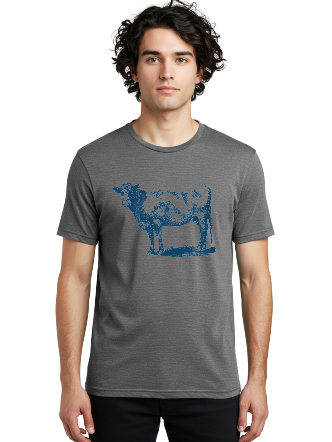 Vintage Farm Cow Men'S Graphic Tee, 100% Cotton, Comfortable Casual Summer Wear, Machine Washable, Illustration Of A Cow, Farm Animal, Livestock, Bovine, Agriculture, Rural Life, Countryside, Simple Art Aae794 26