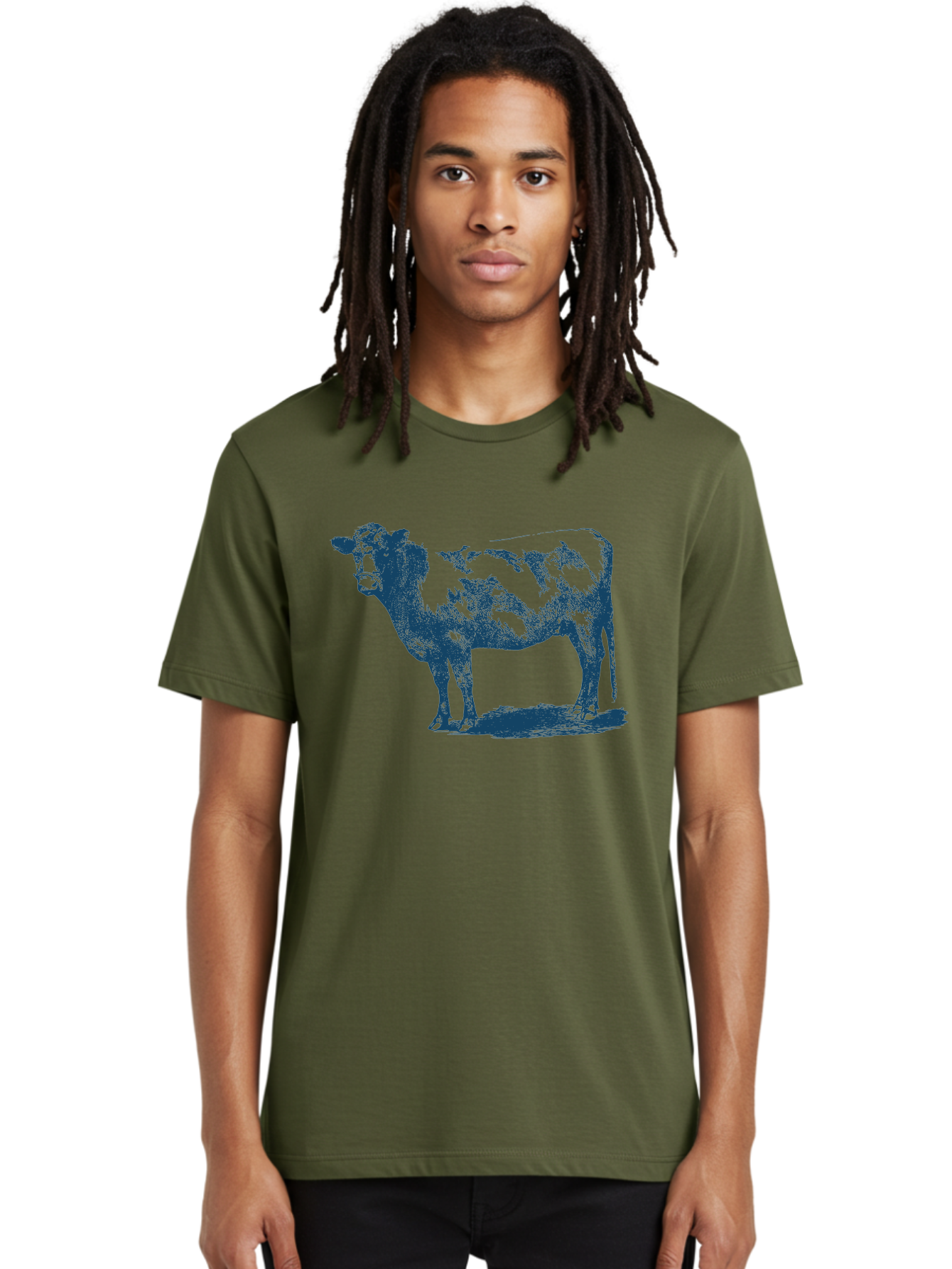 Vintage Farm Cow Men'S Graphic Tee, 100% Cotton, Comfortable Casual Summer Wear, Machine Washable, Illustration Of A Cow, Farm Animal, Livestock, Bovine, Agriculture, Rural Life, Countryside, Simple Art Aae794 28