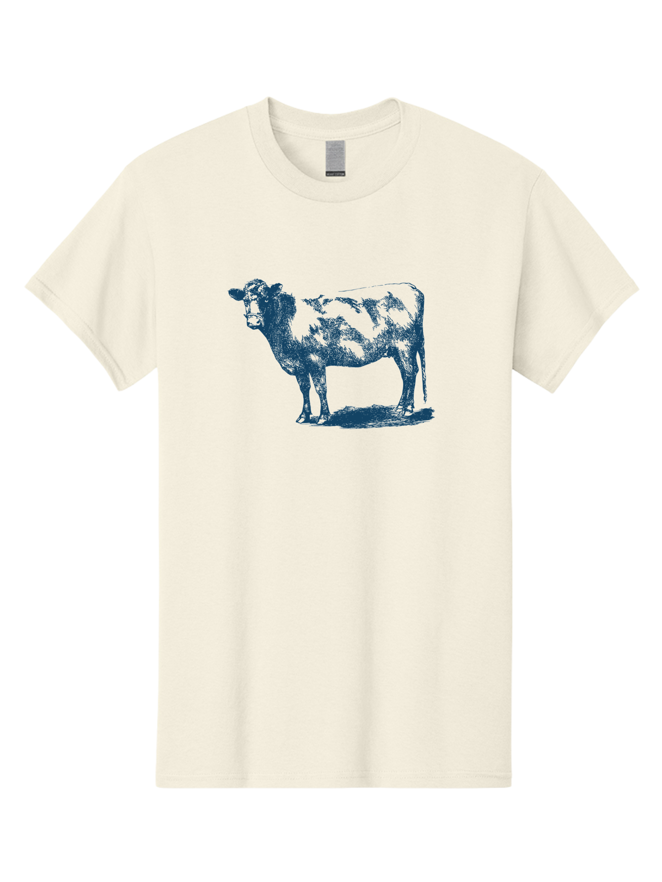Vintage Farm Cow Men'S Graphic Tee, 100% Cotton, Comfortable Casual Summer Wear, Machine Washable, Illustration Of A Cow, Farm Animal, Livestock, Bovine, Agriculture, Rural Life, Countryside, Simple Art Aae794 3