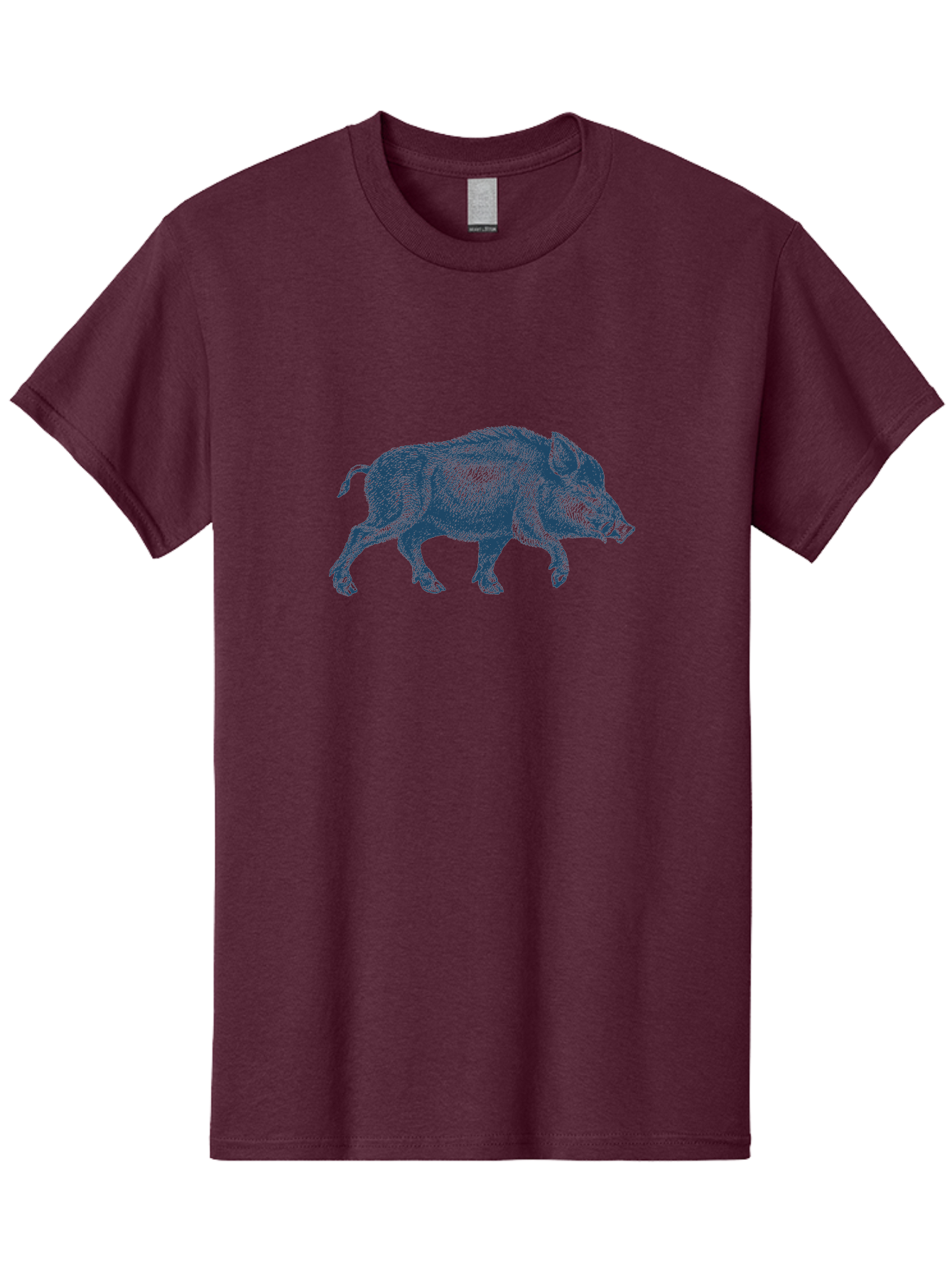 Vintage Hog Sketch Men'S Graphic Tee, 100% Cotton, Comfortable Casual Summer Wear, Machine Washable, Wild Boar, Boar Illustration, Animal Art, Wildlife Graphic, Cross-Hatching Technique, Farm Animals, Pig Silhouette, Artistic Design Aae800 3