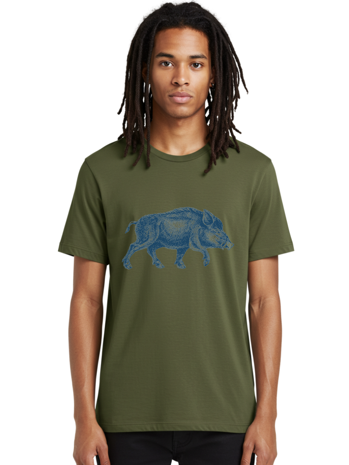 Vintage Hog Sketch Men'S Graphic Tee, 100% Cotton, Comfortable Casual Summer Wear, Machine Washable, Wild Boar, Boar Illustration, Animal Art, Wildlife Graphic, Cross-Hatching Technique, Farm Animals, Pig Silhouette, Artistic Design Aae800 18