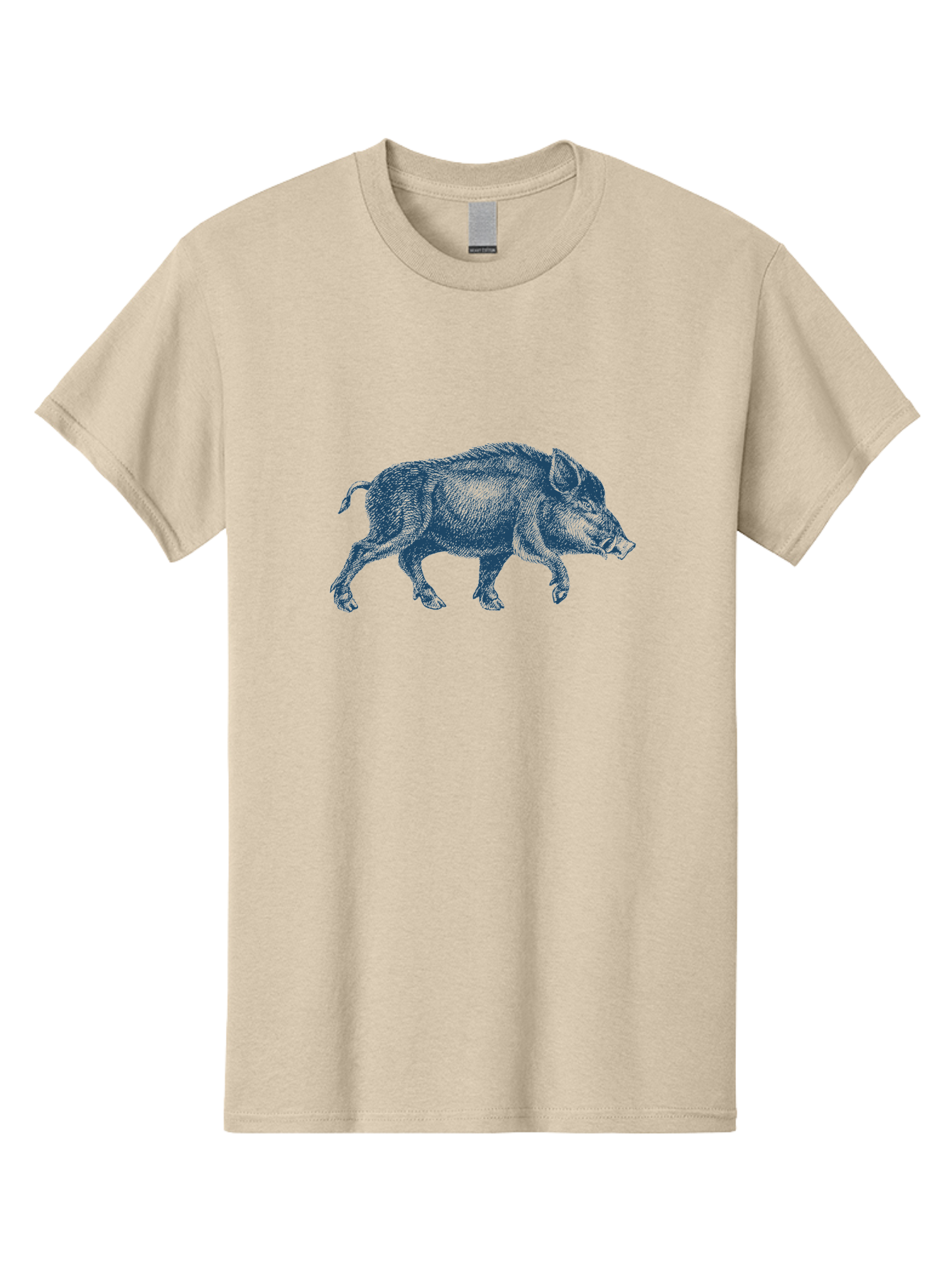 Vintage Hog Sketch Men'S Graphic Tee, 100% Cotton, Comfortable Casual Summer Wear, Machine Washable, Wild Boar, Boar Illustration, Animal Art, Wildlife Graphic, Cross-Hatching Technique, Farm Animals, Pig Silhouette, Artistic Design Aae800 19