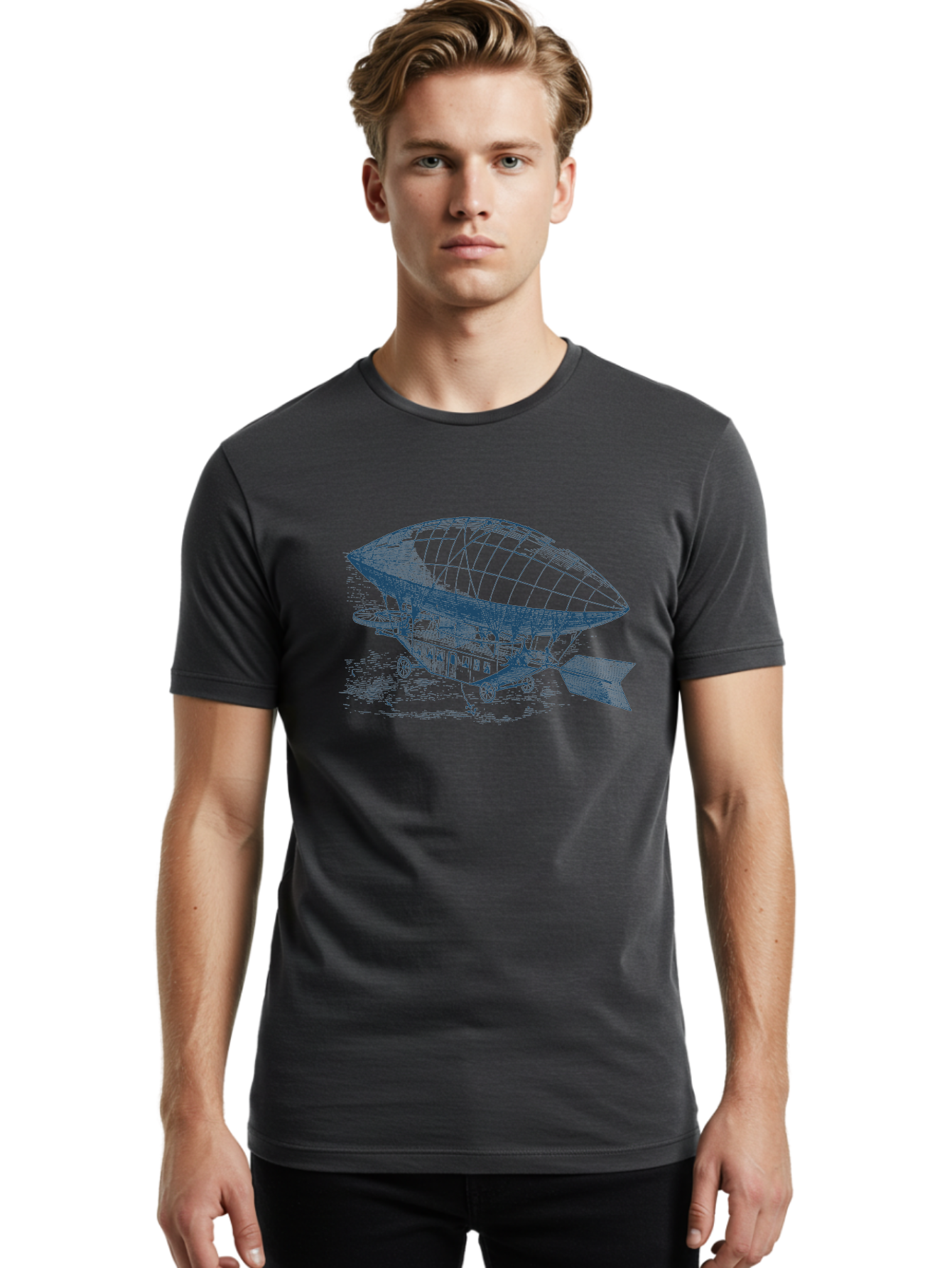 Vintage Hot Air Balloon Men'S Graphic Tee, 100% Cotton, Comfortable Casual Summer Wear, Machine Washable, Dirigible Balloon, Vintage Aircraft, Historical Aviation, Innovative Transportation, Early Flight Technology, Retro-Futuristic Design, Aae801 8