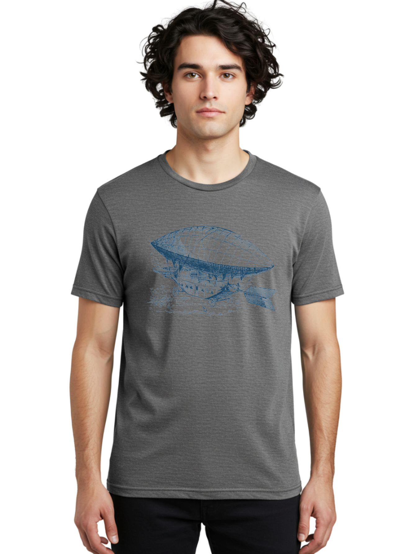 Vintage Hot Air Balloon Men'S Graphic Tee, 100% Cotton, Comfortable Casual Summer Wear, Machine Washable, Dirigible Balloon, Vintage Aircraft, Historical Aviation, Innovative Transportation, Early Flight Technology, Retro-Futuristic Design, Aae801 4