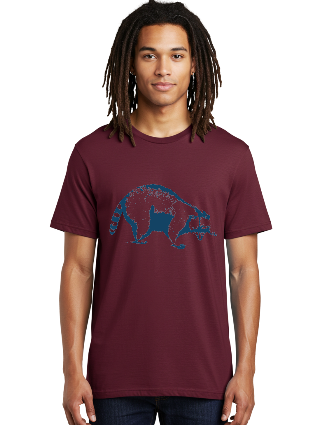 Vintage Raccoon Men'S Graphic Tee, 100% Cotton, Comfortable Casual Summer Wear, Machine Washable, Racoon Illustration, Wildlife Art, Animal Design, Graphic Style, Blue Silhouette, Wildlife Icon, Cute Animal, Forest Creature, Nature Graphic Aae808 12