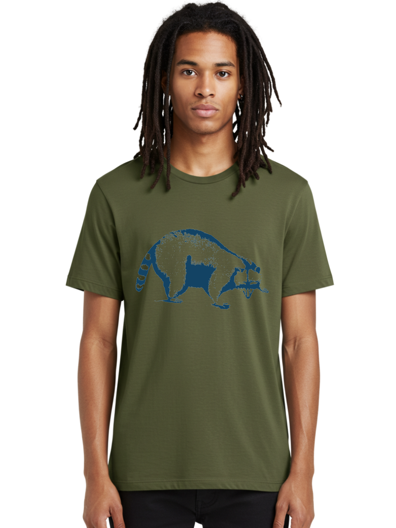 Vintage Raccoon Men'S Graphic Tee, 100% Cotton, Comfortable Casual Summer Wear, Machine Washable, Racoon Illustration, Wildlife Art, Animal Design, Graphic Style, Blue Silhouette, Wildlife Icon, Cute Animal, Forest Creature, Nature Graphic Aae808 30