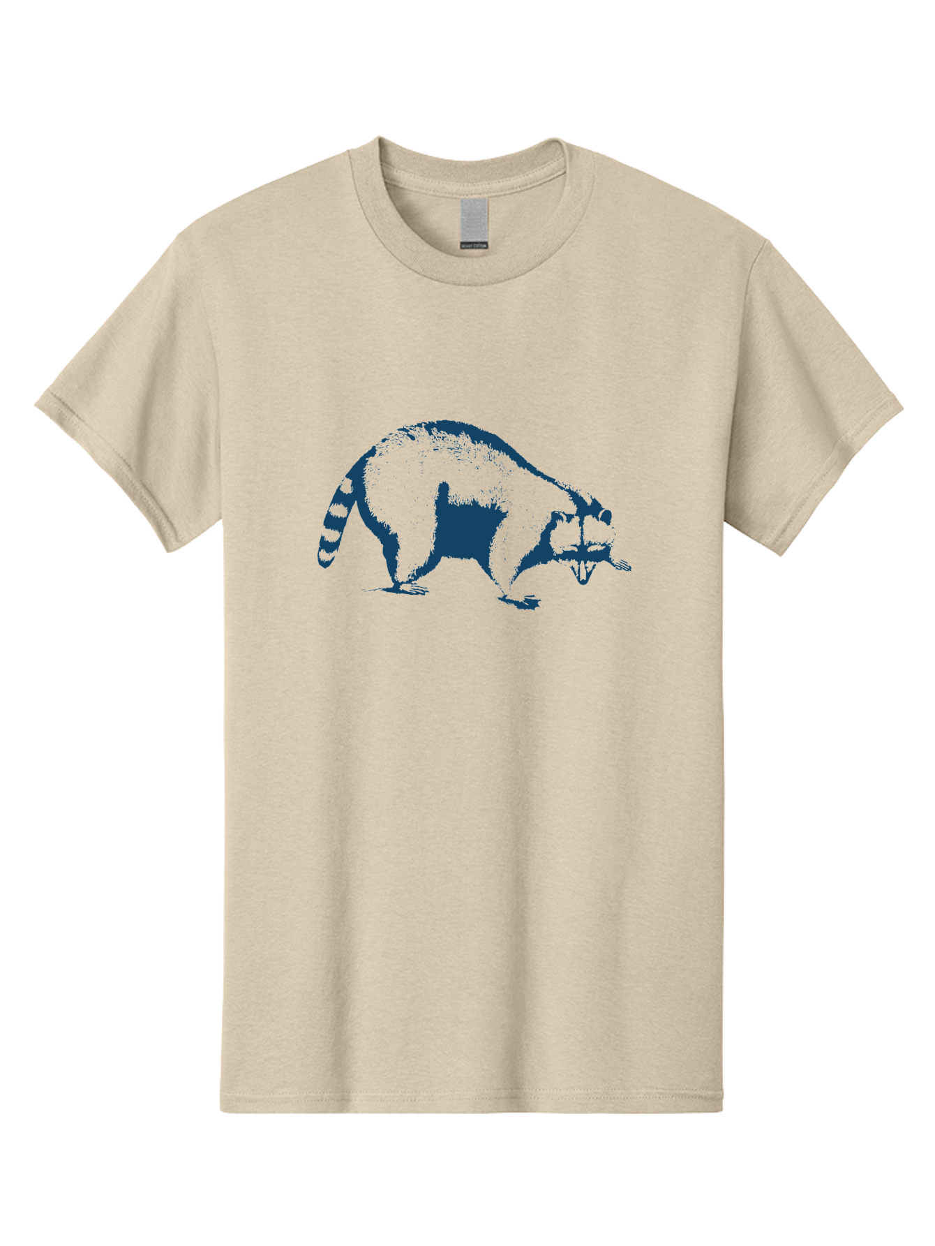 Vintage Raccoon Men'S Graphic Tee, 100% Cotton, Comfortable Casual Summer Wear, Machine Washable, Racoon Illustration, Wildlife Art, Animal Design, Graphic Style, Blue Silhouette, Wildlife Icon, Cute Animal, Forest Creature, Nature Graphic Aae808 5