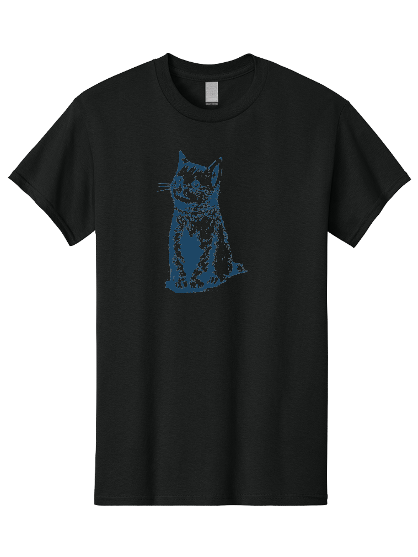 Vintage Sitting Cat Men'S Graphic Tee, 100% Cotton, Comfortable Casual Summer Wear, Machine Washable, Cat Illustration, Feline Artwork, Blue Cat On Green, Sitting Cat, Cat Portrait, Cat Graphics, Digital Cat Art, Cute Cat, Cat Design Aae810 7