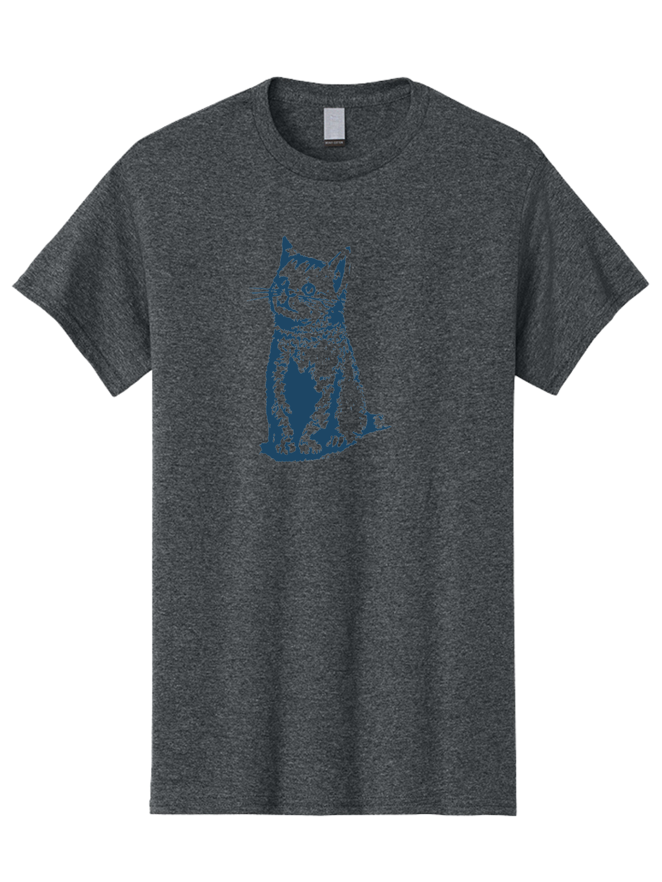 Vintage Sitting Cat Men'S Graphic Tee, 100% Cotton, Comfortable Casual Summer Wear, Machine Washable, Cat Illustration, Feline Artwork, Blue Cat On Green, Sitting Cat, Cat Portrait, Cat Graphics, Digital Cat Art, Cute Cat, Cat Design Aae810 17