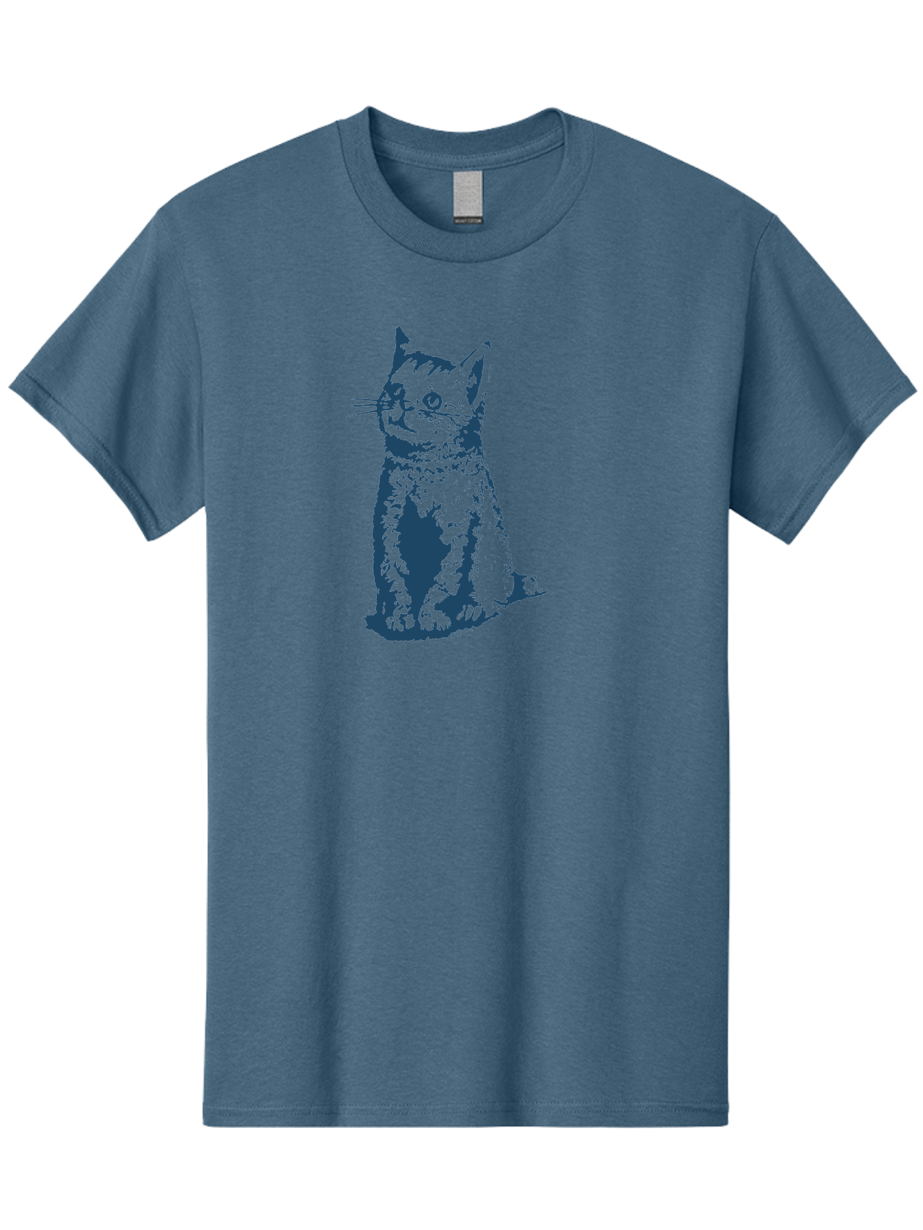 Vintage Sitting Cat Men'S Graphic Tee, 100% Cotton, Comfortable Casual Summer Wear, Machine Washable, Cat Illustration, Feline Artwork, Blue Cat On Green, Sitting Cat, Cat Portrait, Cat Graphics, Digital Cat Art, Cute Cat, Cat Design Aae810 9