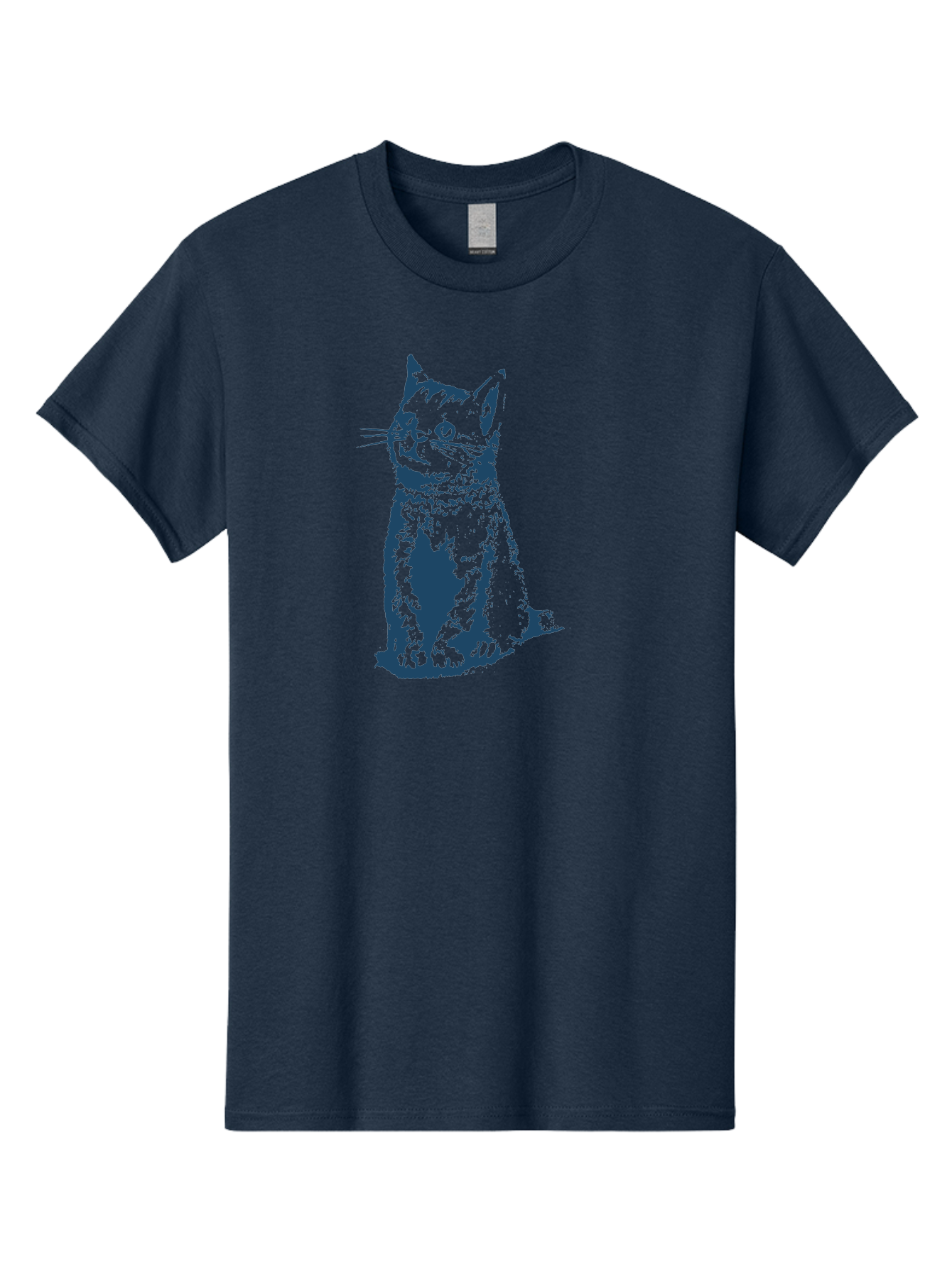 Vintage Sitting Cat Men'S Graphic Tee, 100% Cotton, Comfortable Casual Summer Wear, Machine Washable, Cat Illustration, Feline Artwork, Blue Cat On Green, Sitting Cat, Cat Portrait, Cat Graphics, Digital Cat Art, Cute Cat, Cat Design Aae810 23