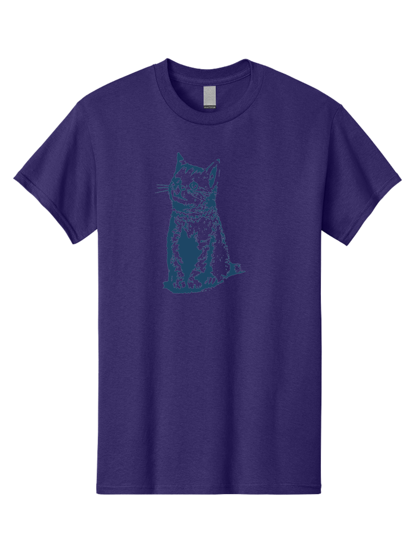 Vintage Sitting Cat Men'S Graphic Tee, 100% Cotton, Comfortable Casual Summer Wear, Machine Washable, Cat Illustration, Feline Artwork, Blue Cat On Green, Sitting Cat, Cat Portrait, Cat Graphics, Digital Cat Art, Cute Cat, Cat Design Aae810 21