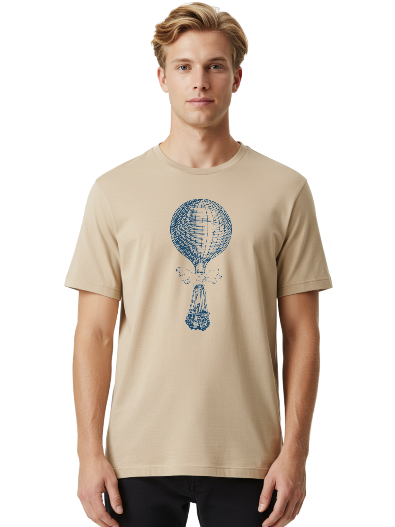 Vintage Smoke Balloon Men'S Graphic Tee, 100% Cotton, Comfortable Casual Summer Wear, Machine Washable, Hot Air Balloon, Vintage Illustration, Historical Aviation, Antique Style, Retro Art, Balloon Flight, Aerial Travel, Sketch Art, Aae811 6