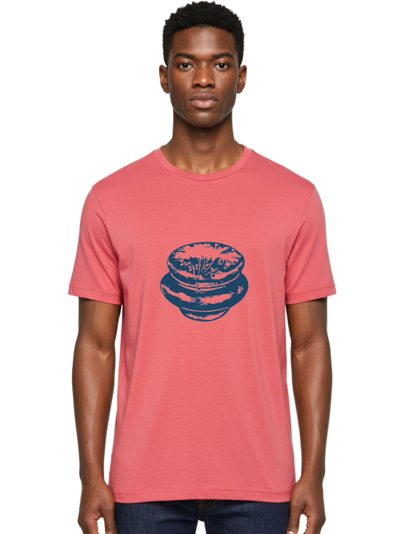 Vintage Spice Jar Men'S Graphic Tee, 100% Cotton, Comfortable Casual Summer Wear, Machine Washable, Stacked Bowls, Ceramic Bowls, Floral Design, Blue Illustration, Kitchenware, Tableware, Home Decor, Minimalist Art Aae813 8