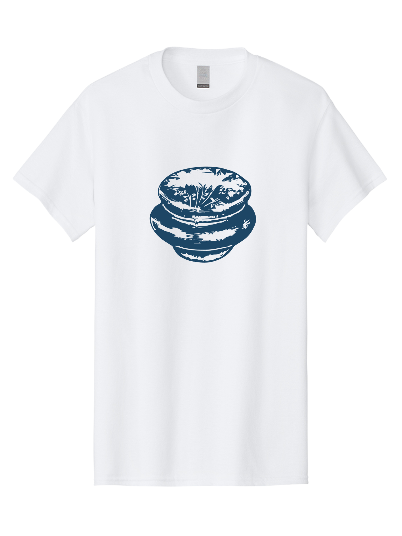 Vintage Spice Jar Men'S Graphic Tee, 100% Cotton, Comfortable Casual Summer Wear, Machine Washable, Stacked Bowls, Ceramic Bowls, Floral Design, Blue Illustration, Kitchenware, Tableware, Home Decor, Minimalist Art Aae813 3