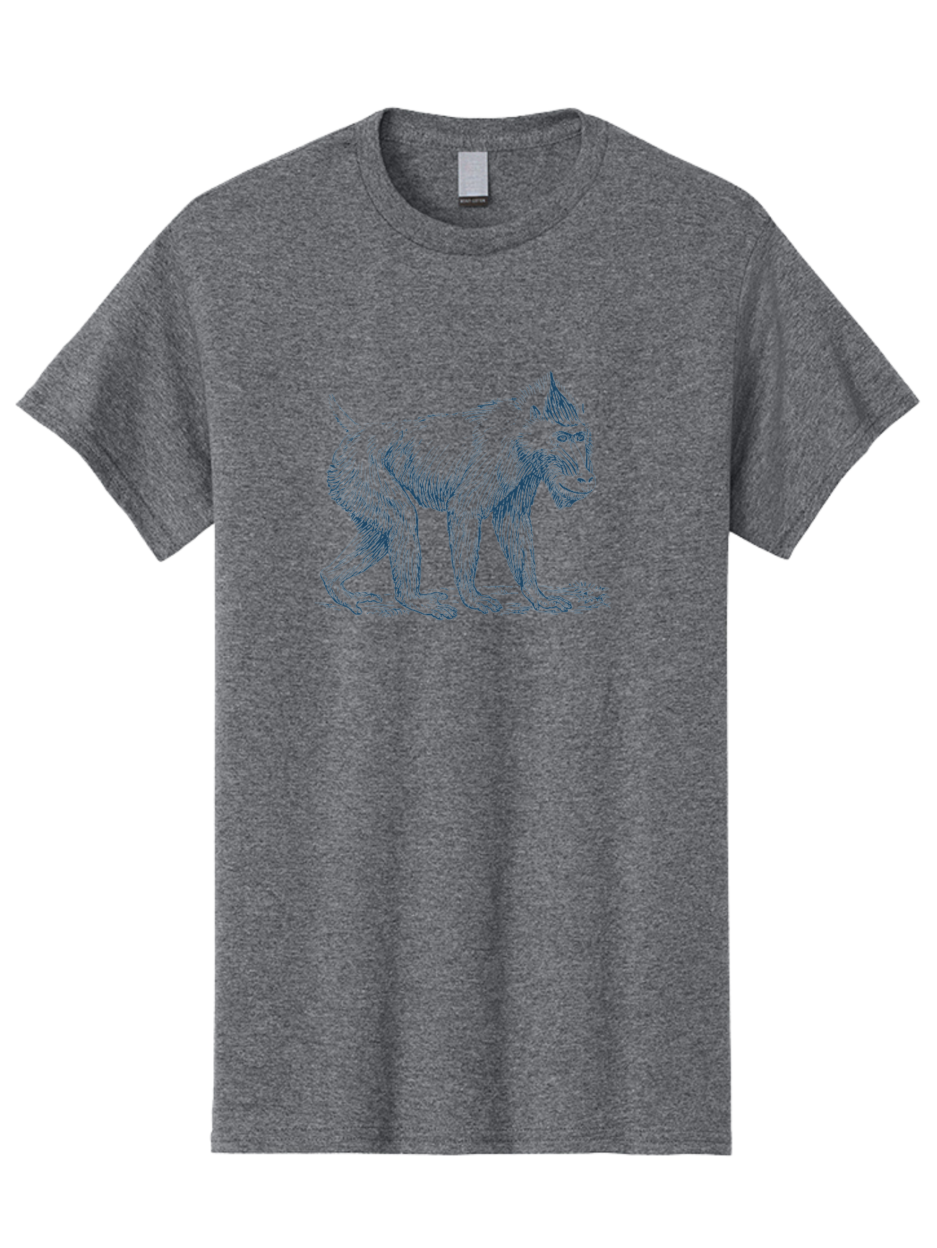 Walking Ape Men'S Graphic Tee, 100% Cotton, Comfortable Casual Summer Wear, Machine Washable, Baboon Illustration, Primate Art, Detailed Drawing, Animal Portrait, Wildlife Graphics, Hand-Drawn Image, Modern Illustration, Bold Lines Aae819 5