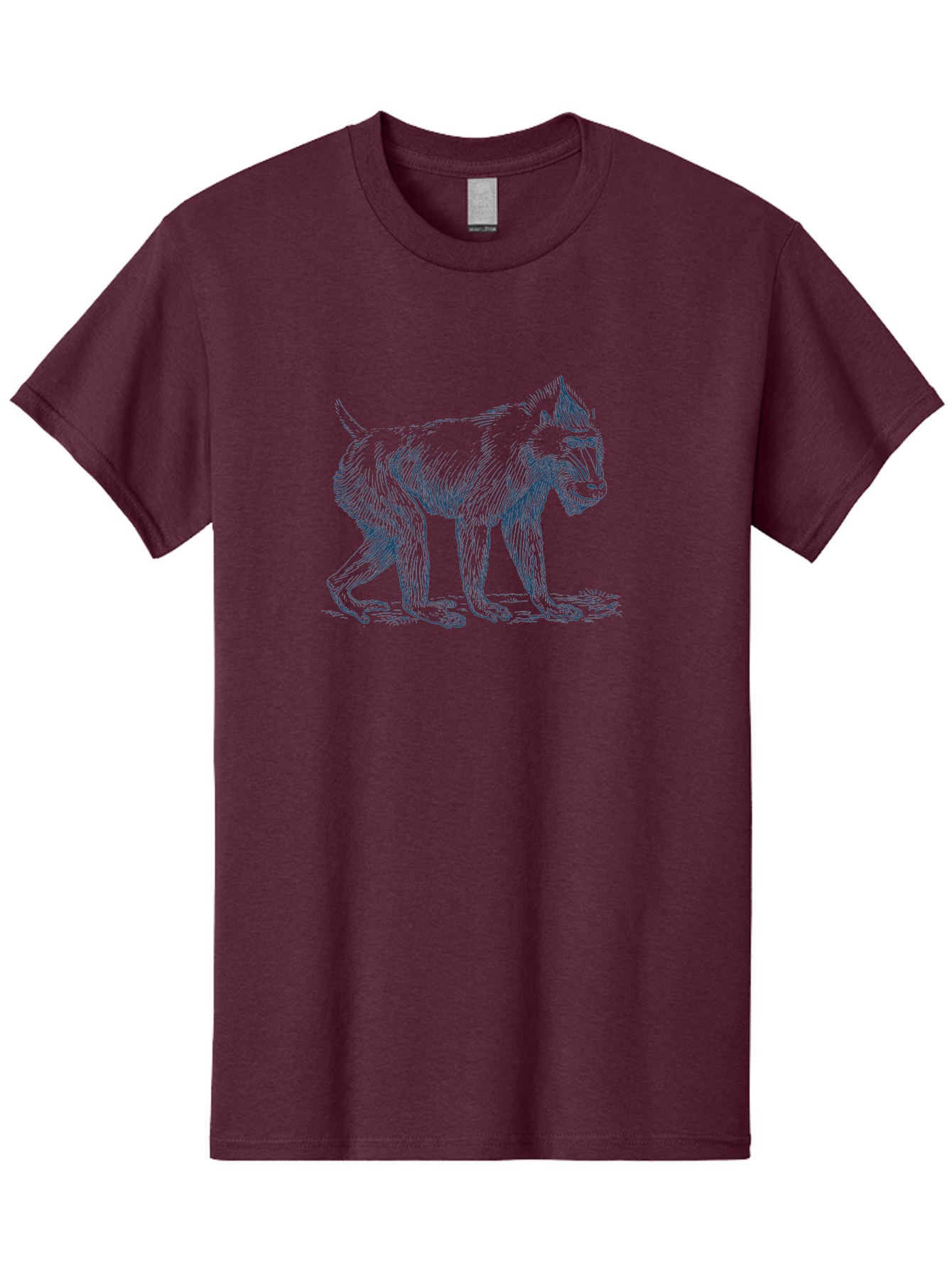 Walking Ape Men'S Graphic Tee, 100% Cotton, Comfortable Casual Summer Wear, Machine Washable, Baboon Illustration, Primate Art, Detailed Drawing, Animal Portrait, Wildlife Graphics, Hand-Drawn Image, Modern Illustration, Bold Lines Aae819 3