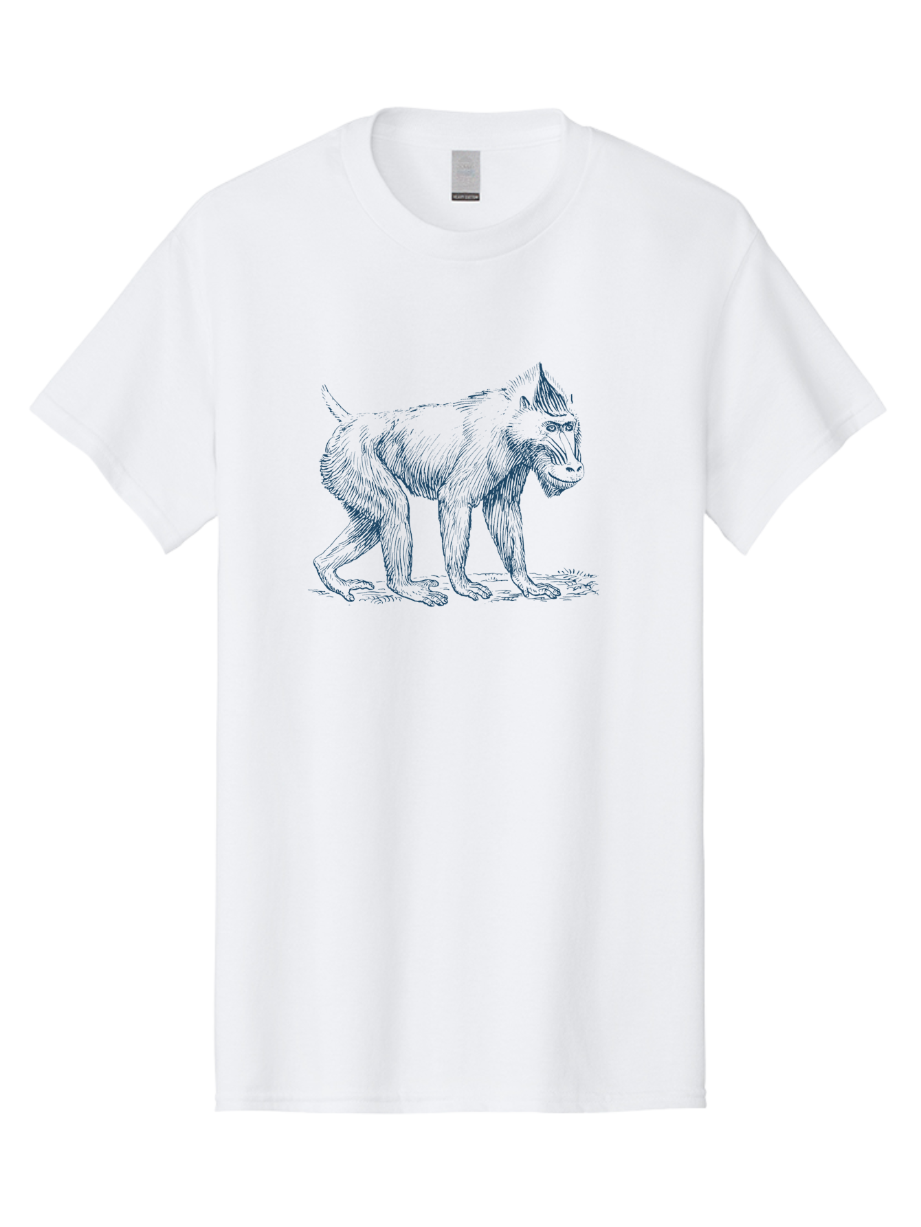 Walking Ape Men'S Graphic Tee, 100% Cotton, Comfortable Casual Summer Wear, Machine Washable, Baboon Illustration, Primate Art, Detailed Drawing, Animal Portrait, Wildlife Graphics, Hand-Drawn Image, Modern Illustration, Bold Lines Aae819 7