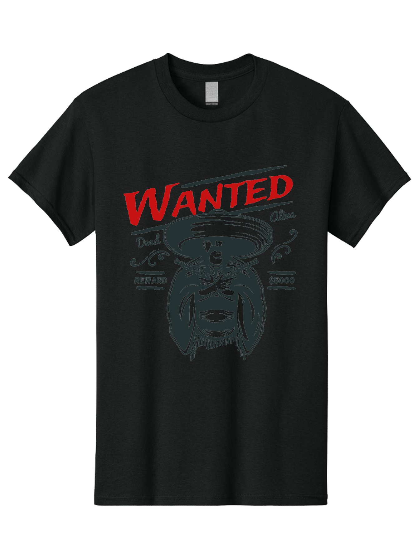 Wanted Men'S Graphic Tee, 100% Cotton, Comfortable Casual Summer Wear, Machine Washable, Wanted Poster, Mexican Bandit, Outlaw Illustration, Armed Fugitive, Vintage Wanted Sign, $5000 Reward, Dead Or Alive, Classic Western Art, Bold Graphics, Aae821 13