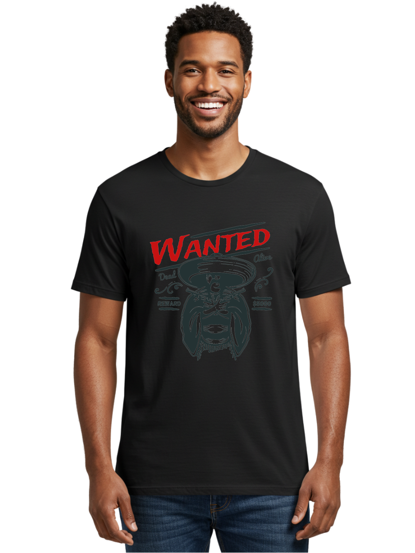 Wanted Men'S Graphic Tee, 100% Cotton, Comfortable Casual Summer Wear, Machine Washable, Wanted Poster, Mexican Bandit, Outlaw Illustration, Armed Fugitive, Vintage Wanted Sign, $5000 Reward, Dead Or Alive, Classic Western Art, Bold Graphics, Aae821 14