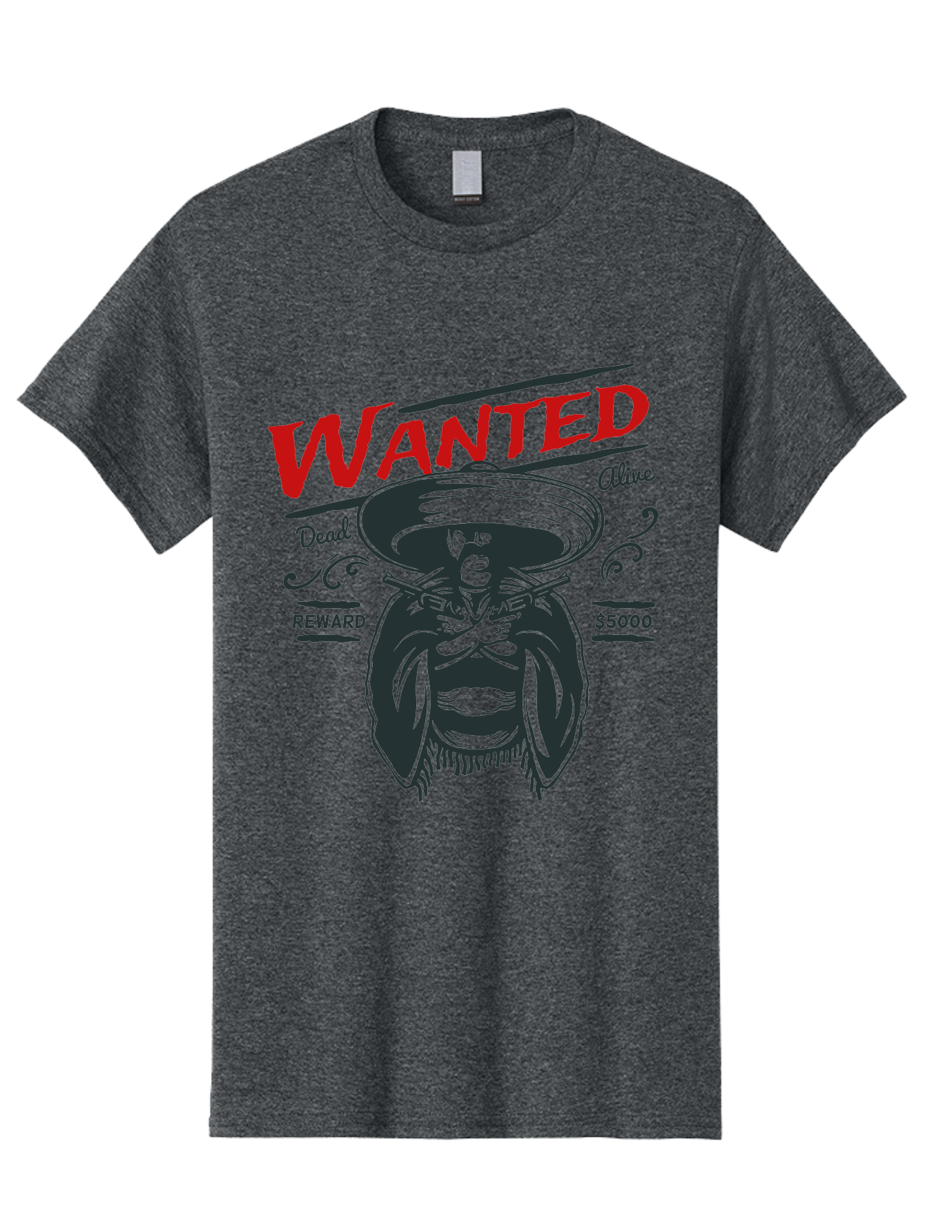 Wanted Men'S Graphic Tee, 100% Cotton, Comfortable Casual Summer Wear, Machine Washable, Wanted Poster, Mexican Bandit, Outlaw Illustration, Armed Fugitive, Vintage Wanted Sign, $5000 Reward, Dead Or Alive, Classic Western Art, Bold Graphics, Aae821 27