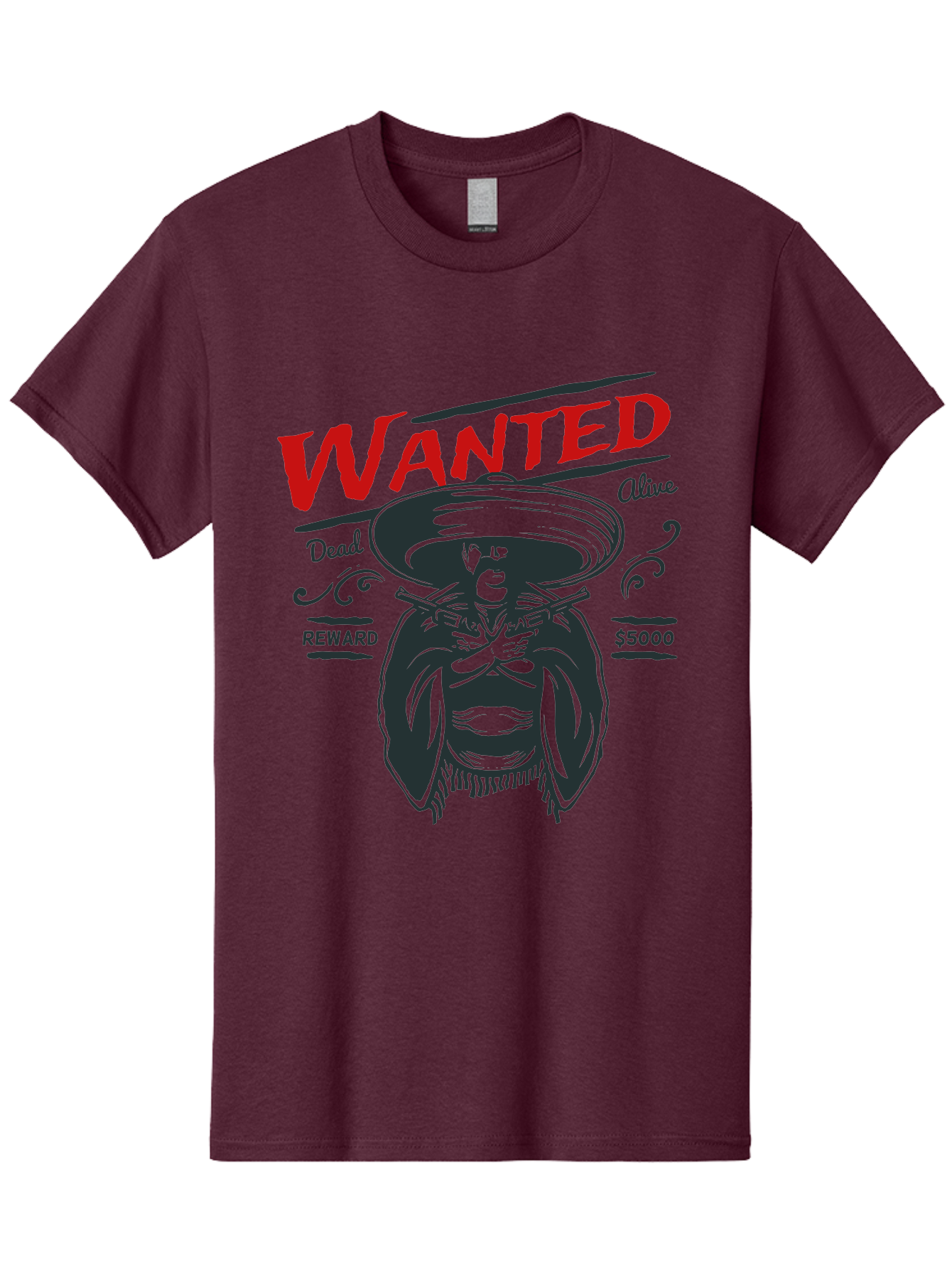 Wanted Men'S Graphic Tee, 100% Cotton, Comfortable Casual Summer Wear, Machine Washable, Wanted Poster, Mexican Bandit, Outlaw Illustration, Armed Fugitive, Vintage Wanted Sign, $5000 Reward, Dead Or Alive, Classic Western Art, Bold Graphics, Aae821 15