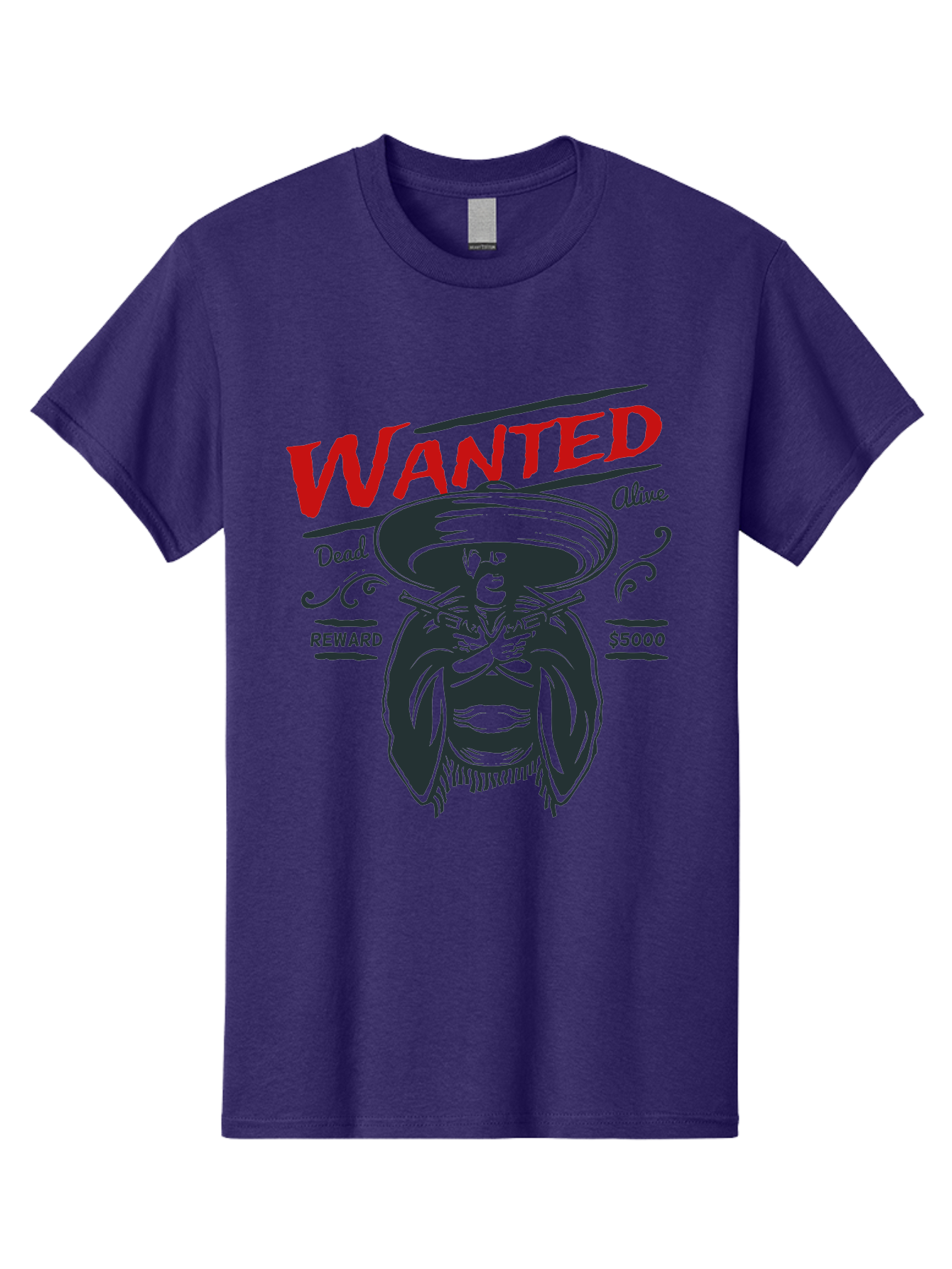 Wanted Men'S Graphic Tee, 100% Cotton, Comfortable Casual Summer Wear, Machine Washable, Wanted Poster, Mexican Bandit, Outlaw Illustration, Armed Fugitive, Vintage Wanted Sign, $5000 Reward, Dead Or Alive, Classic Western Art, Bold Graphics, Aae821 19