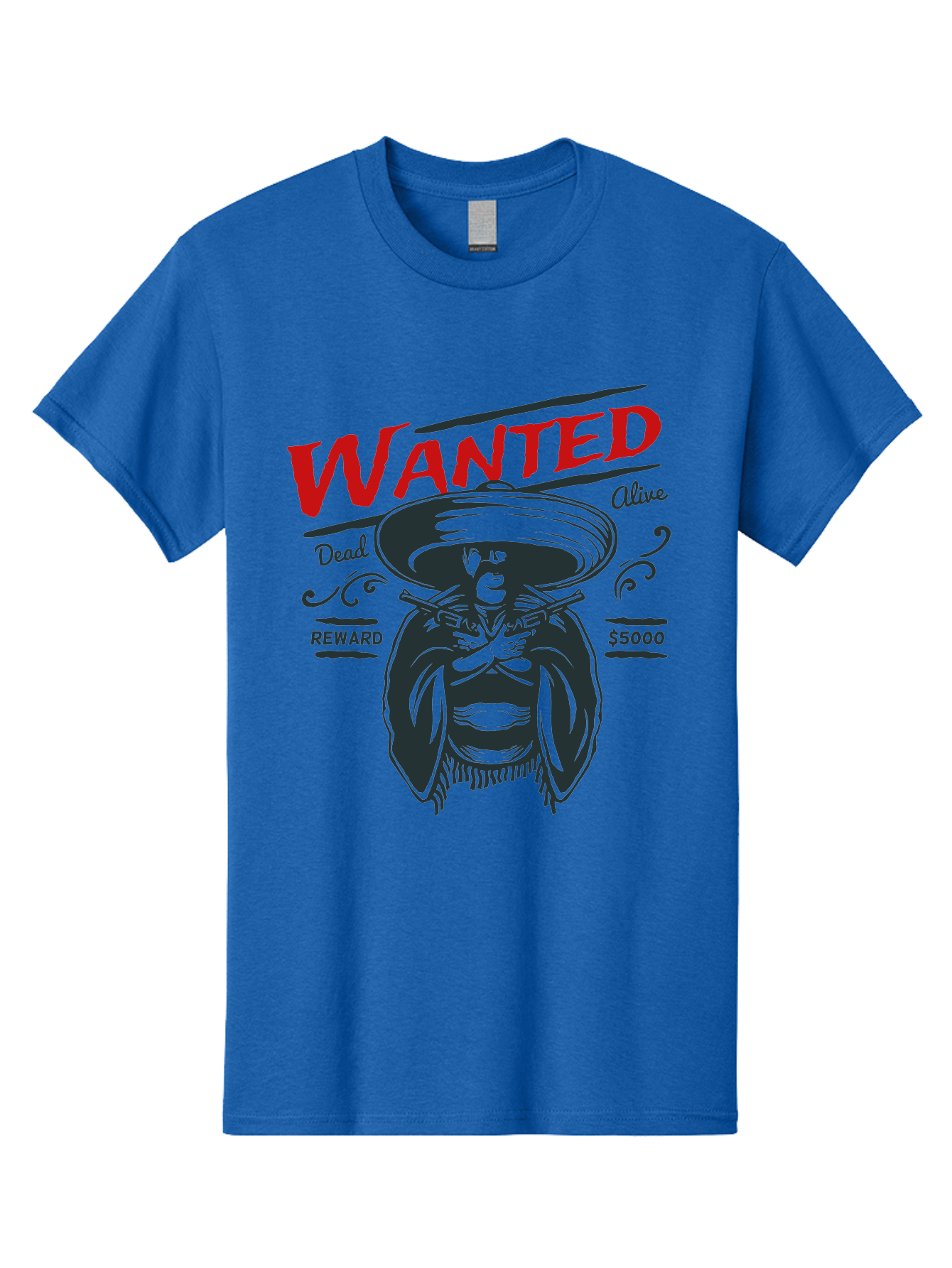 Wanted Men'S Graphic Tee, 100% Cotton, Comfortable Casual Summer Wear, Machine Washable, Wanted Poster, Mexican Bandit, Outlaw Illustration, Armed Fugitive, Vintage Wanted Sign, $5000 Reward, Dead Or Alive, Classic Western Art, Bold Graphics, Aae821 3