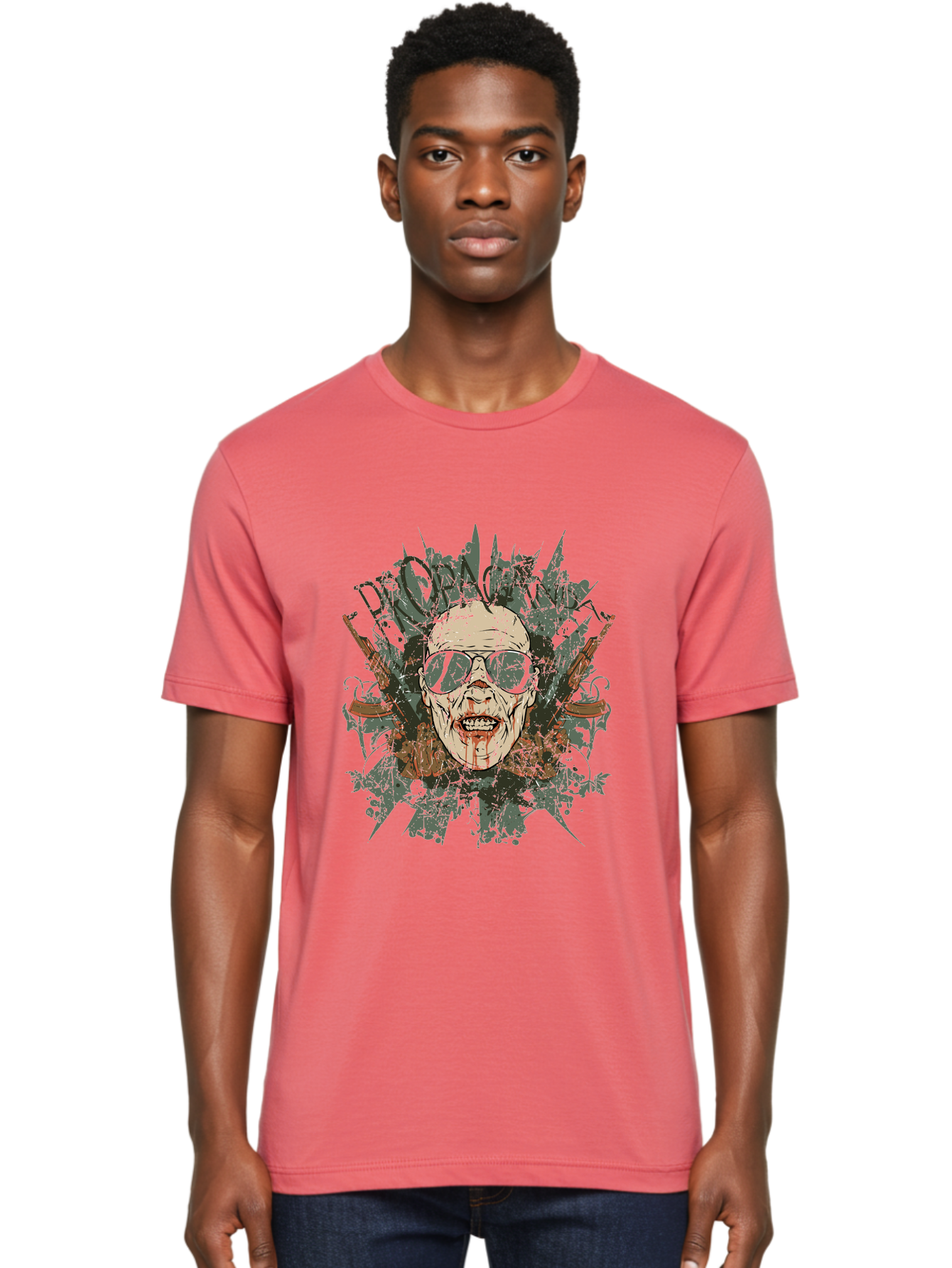 Warhead Propaganda Men'S Graphic Tee, 100% Cotton, Comfortable Casual Summer Wear, Machine Washable, Zombie With Sunglasses, Bloody Face, Propaganda Art, Street Art Style, Punk Rock Aesthetic, Zombie Apocalypse, Dark Humor, Graphic Design, Aae822 16