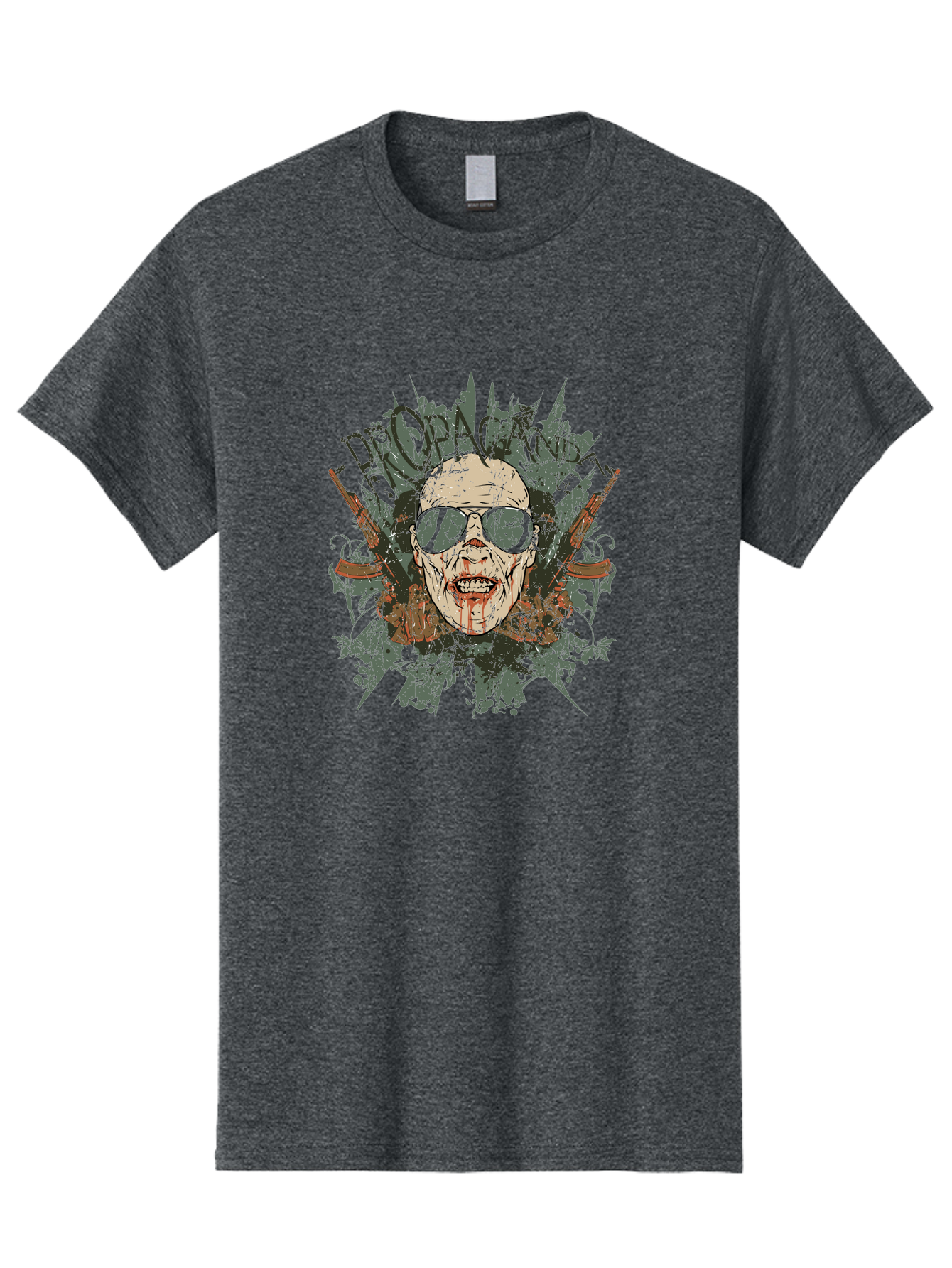 Warhead Propaganda Men'S Graphic Tee, 100% Cotton, Comfortable Casual Summer Wear, Machine Washable, Zombie With Sunglasses, Bloody Face, Propaganda Art, Street Art Style, Punk Rock Aesthetic, Zombie Apocalypse, Dark Humor, Graphic Design, Aae822 5