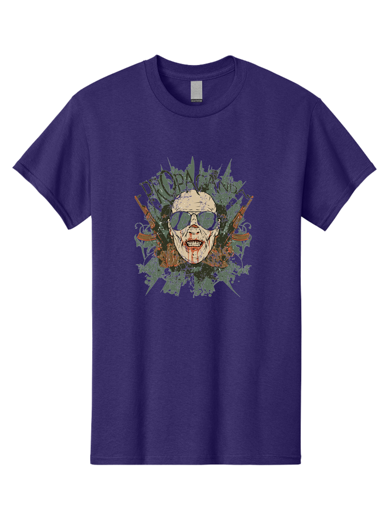 Warhead Propaganda Men'S Graphic Tee, 100% Cotton, Comfortable Casual Summer Wear, Machine Washable, Zombie With Sunglasses, Bloody Face, Propaganda Art, Street Art Style, Punk Rock Aesthetic, Zombie Apocalypse, Dark Humor, Graphic Design, Aae822 13