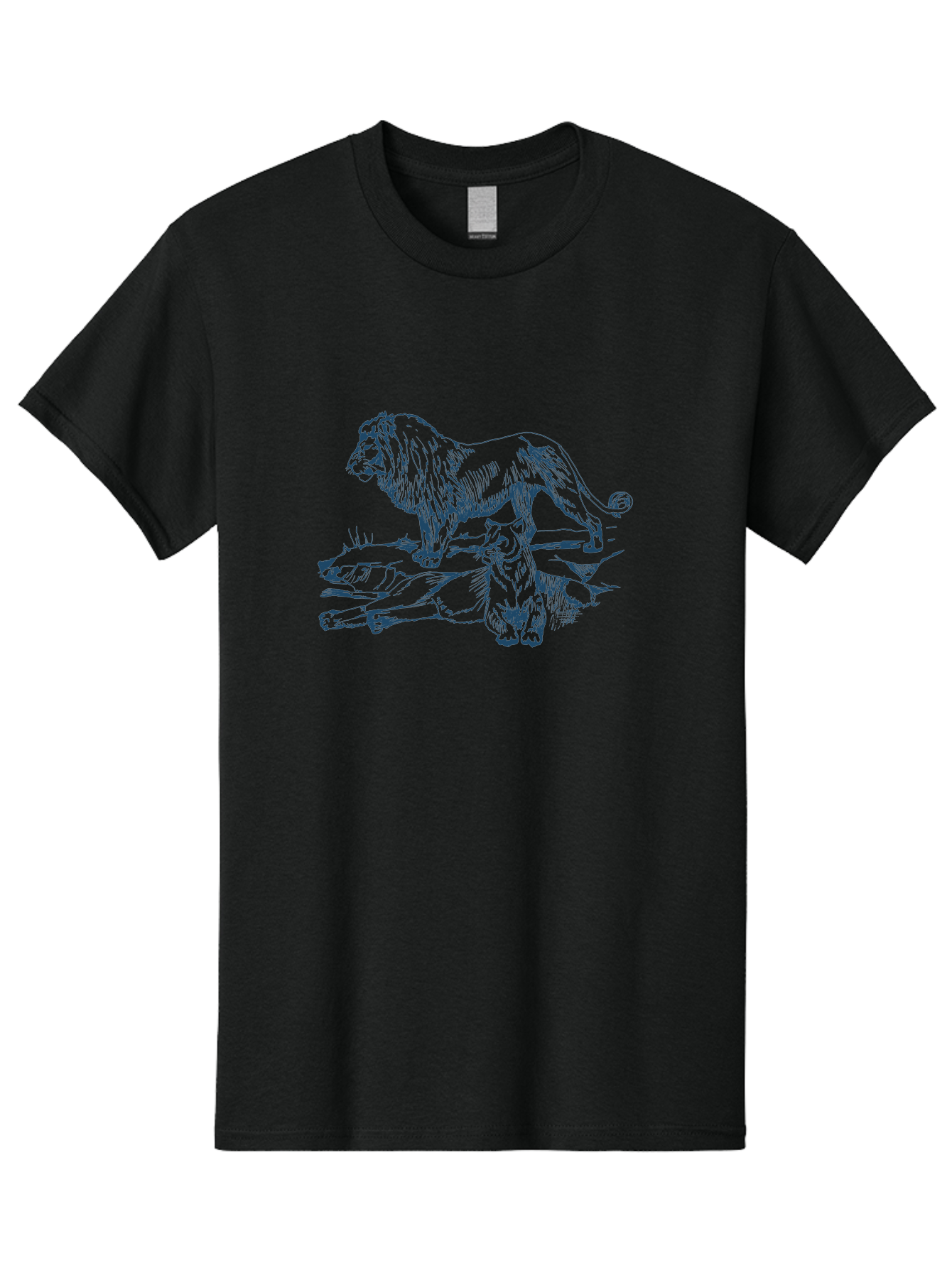 Watchful Kingship Men'S Graphic Tee, 100% Cotton, Comfortable Casual Summer Wear, Machine Washable, Lion And Lioness, Wildlife, Wild Animals, Savannah Scene, Fierce Predators, Majestic Mane, Animal Kingdom, Predator Illustration, Wildlife Art, Aae824 23