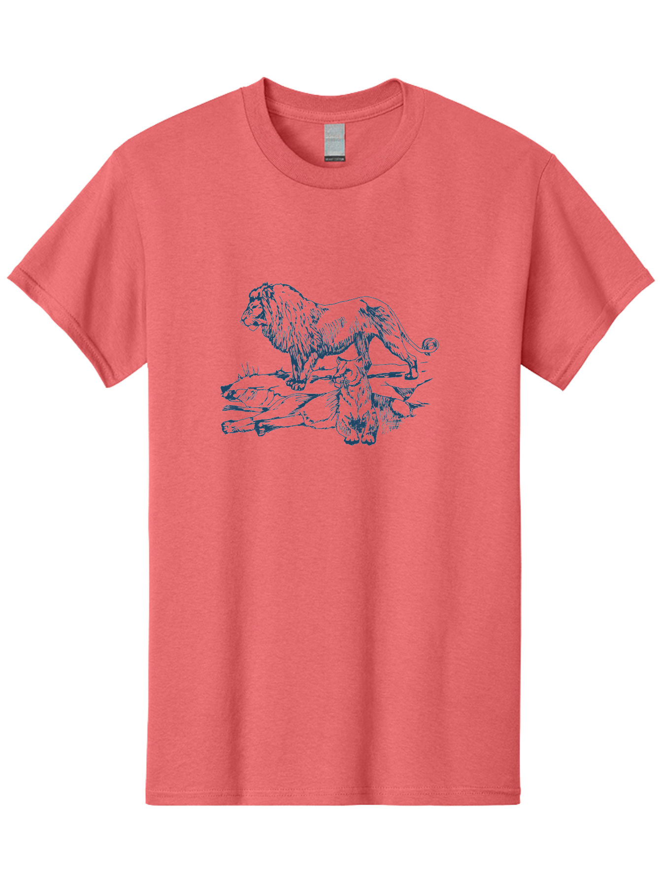 Watchful Kingship Men'S Graphic Tee, 100% Cotton, Comfortable Casual Summer Wear, Machine Washable, Lion And Lioness, Wildlife, Wild Animals, Savannah Scene, Fierce Predators, Majestic Mane, Animal Kingdom, Predator Illustration, Wildlife Art, Aae824 29