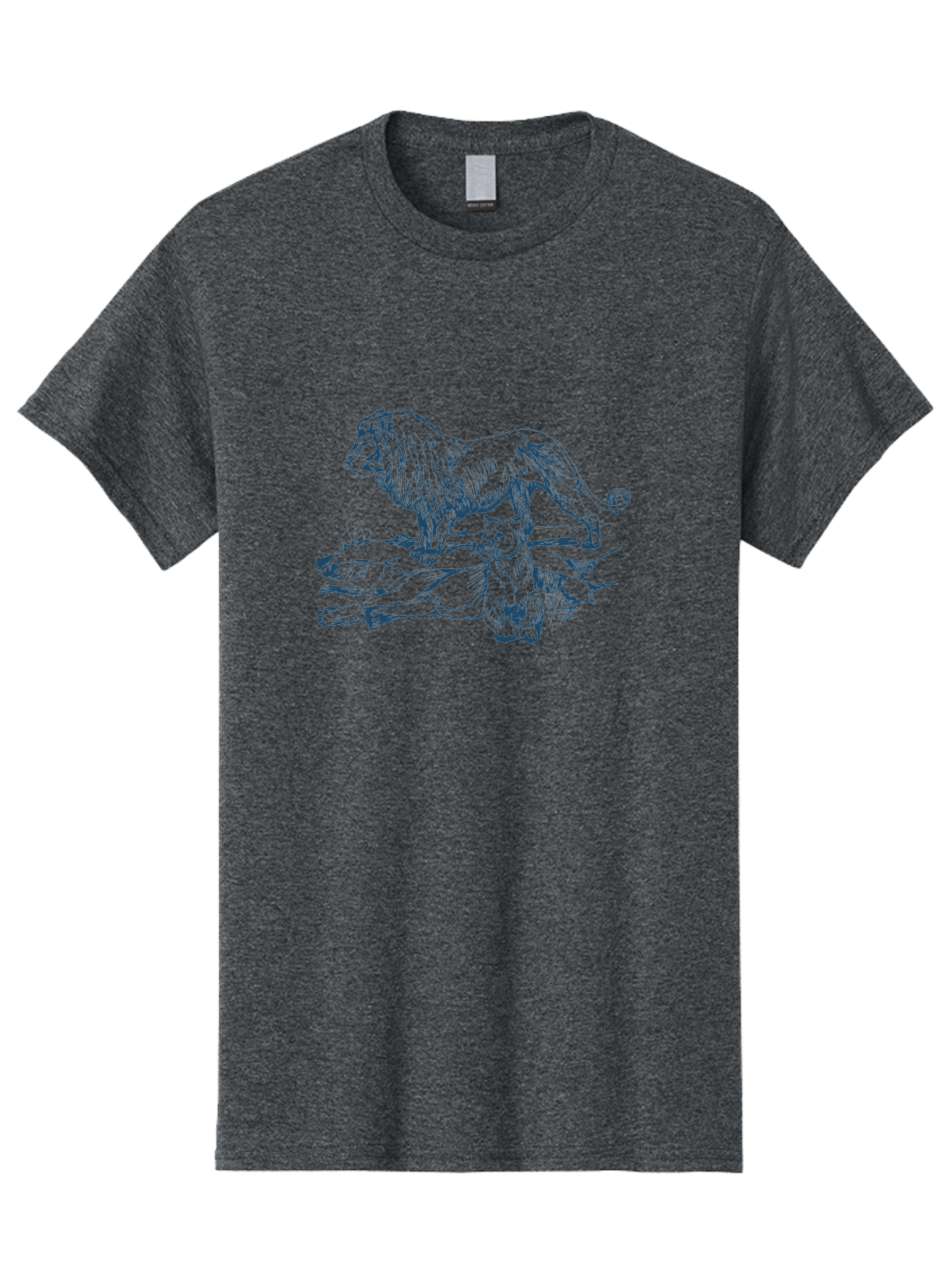 Watchful Kingship Men'S Graphic Tee, 100% Cotton, Comfortable Casual Summer Wear, Machine Washable, Lion And Lioness, Wildlife, Wild Animals, Savannah Scene, Fierce Predators, Majestic Mane, Animal Kingdom, Predator Illustration, Wildlife Art, Aae824 7