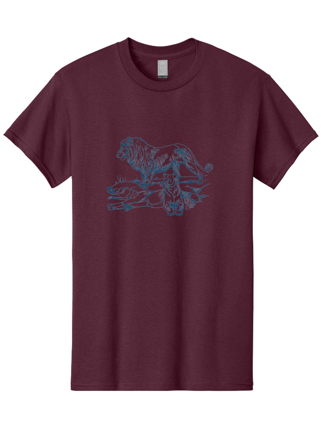 Watchful Kingship Men'S Graphic Tee, 100% Cotton, Comfortable Casual Summer Wear, Machine Washable, Lion And Lioness, Wildlife, Wild Animals, Savannah Scene, Fierce Predators, Majestic Mane, Animal Kingdom, Predator Illustration, Wildlife Art, Aae824 19