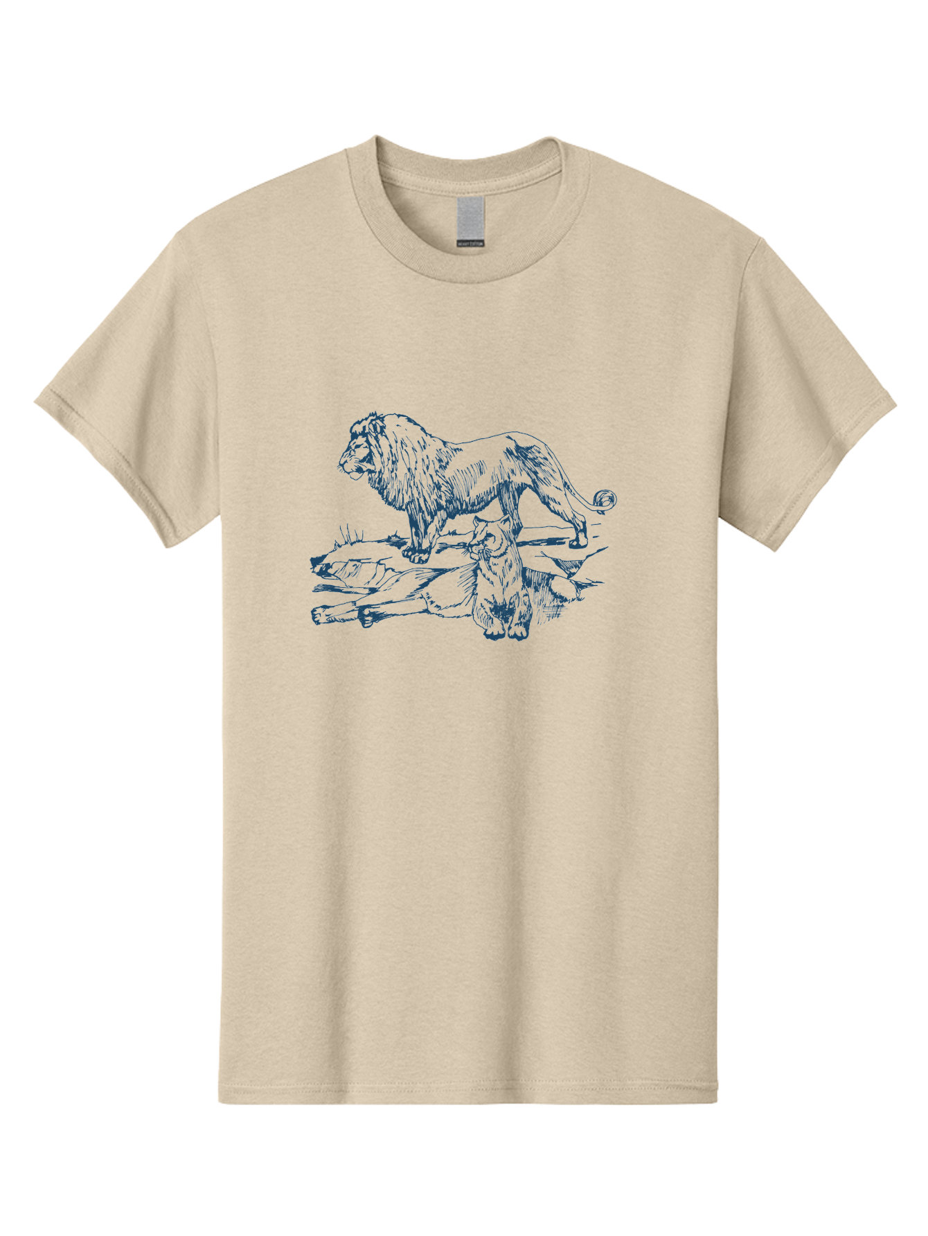 Watchful Kingship Men'S Graphic Tee, 100% Cotton, Comfortable Casual Summer Wear, Machine Washable, Lion And Lioness, Wildlife, Wild Animals, Savannah Scene, Fierce Predators, Majestic Mane, Animal Kingdom, Predator Illustration, Wildlife Art, Aae824 11