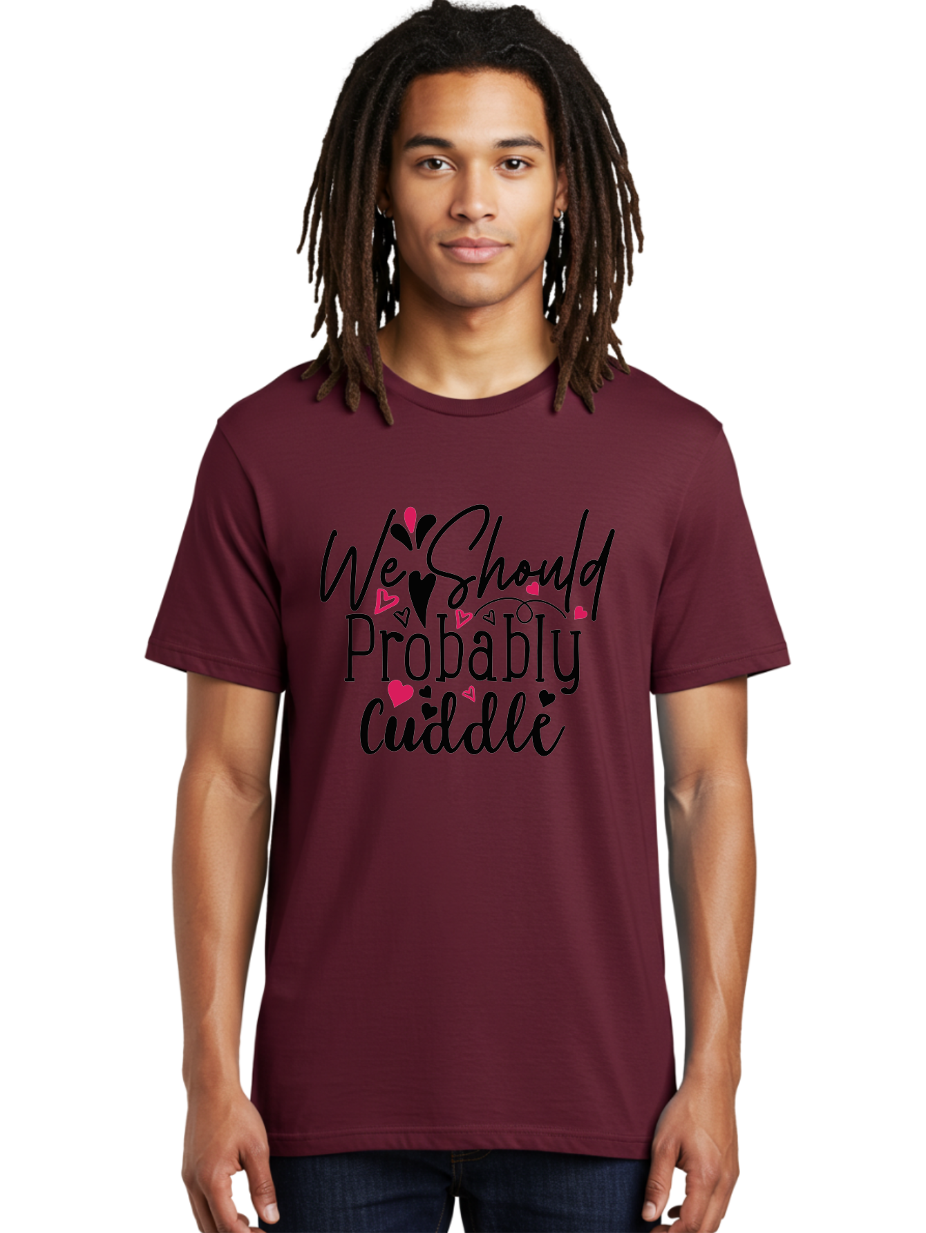 We Should Probably Cuddle Men'S Graphic Tee, 100% Cotton, Comfortable Casual Summer Wear, Machine Washable, Love Quotes, Cuddle, Relationship Goals, Heartwarming Messages, Romantic Phrases, Valentines Day Gifts Aae828 12