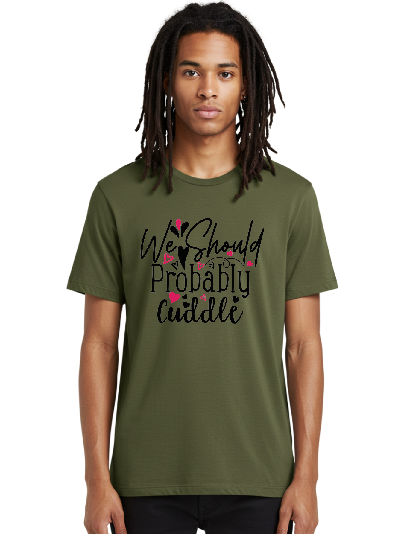 We Should Probably Cuddle Men'S Graphic Tee, 100% Cotton, Comfortable Casual Summer Wear, Machine Washable, Love Quotes, Cuddle, Relationship Goals, Heartwarming Messages, Romantic Phrases, Valentines Day Gifts Aae828 10