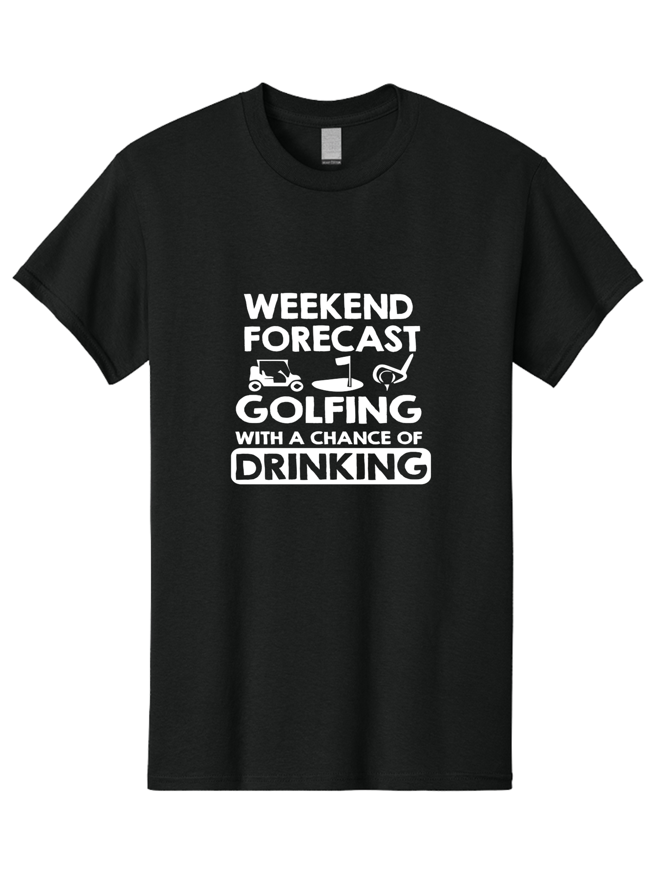 Weekend Forcast Golfing Men'S Graphic Tee, 100% Cotton, Comfortable Casual Summer Wear, Machine Washable, Golfing, Drinking, Weekend Plans, Golf Cart, Golf Flag, Golf Club, Humorous Quote, Funny Saying, Golf Humor, Weekend Forecast Aae830 21