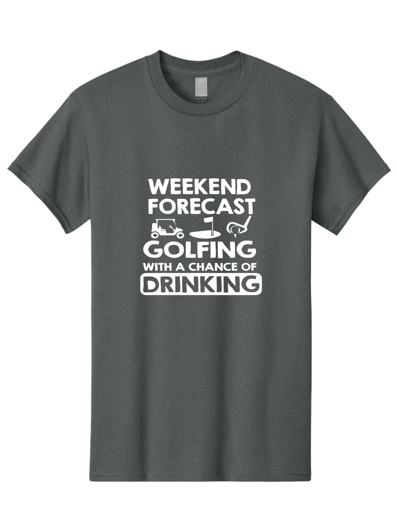 Weekend Forcast Golfing Men'S Graphic Tee, 100% Cotton, Comfortable Casual Summer Wear, Machine Washable, Golfing, Drinking, Weekend Plans, Golf Cart, Golf Flag, Golf Club, Humorous Quote, Funny Saying, Golf Humor, Weekend Forecast Aae830 29