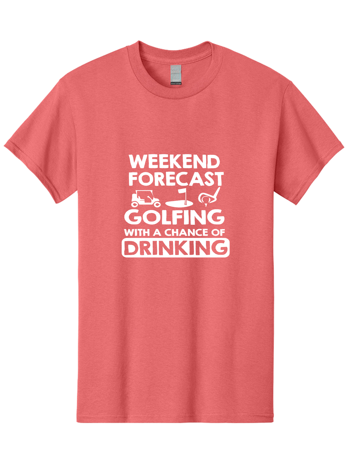 Weekend Forcast Golfing Men'S Graphic Tee, 100% Cotton, Comfortable Casual Summer Wear, Machine Washable, Golfing, Drinking, Weekend Plans, Golf Cart, Golf Flag, Golf Club, Humorous Quote, Funny Saying, Golf Humor, Weekend Forecast Aae830 19