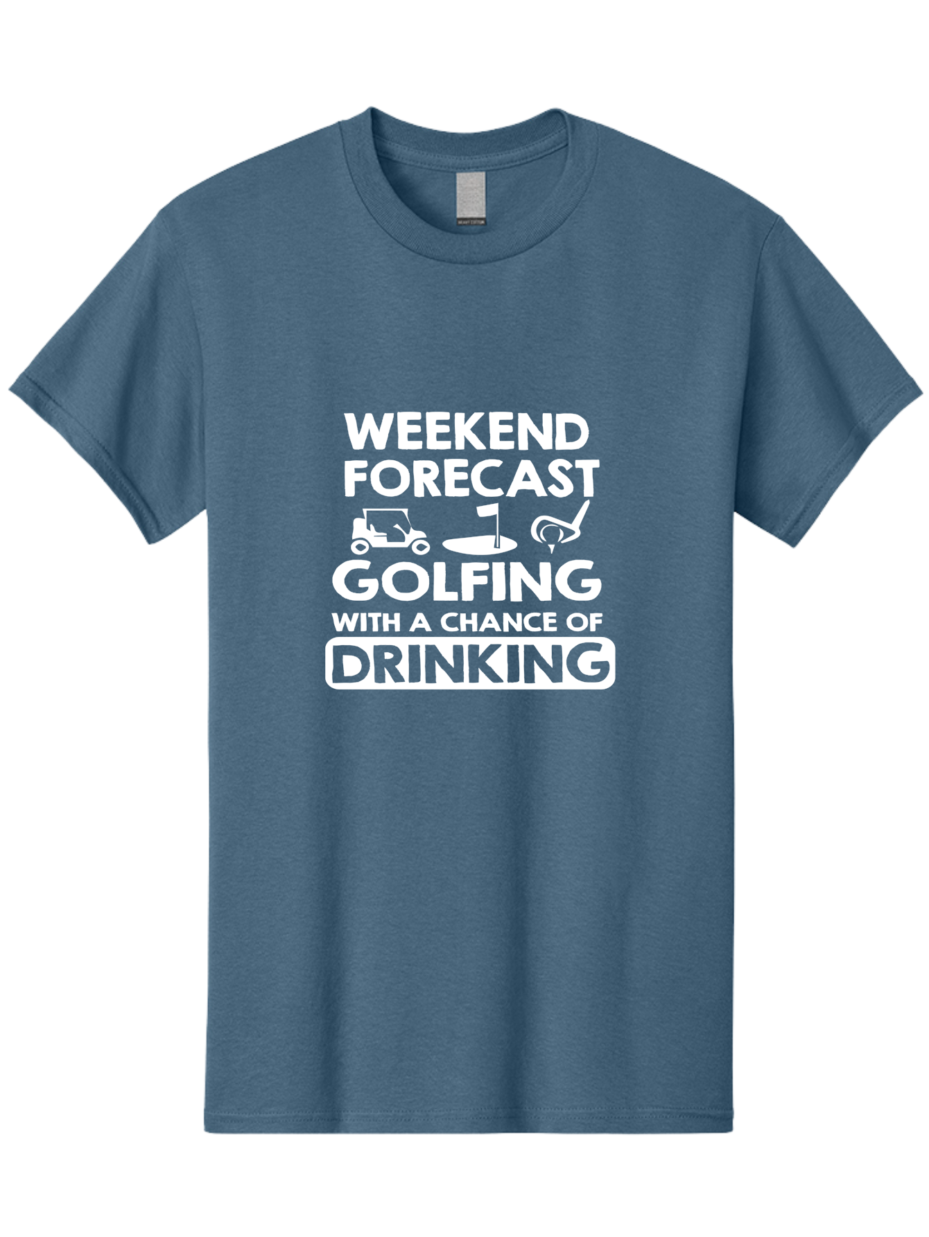Weekend Forcast Golfing Men'S Graphic Tee, 100% Cotton, Comfortable Casual Summer Wear, Machine Washable, Golfing, Drinking, Weekend Plans, Golf Cart, Golf Flag, Golf Club, Humorous Quote, Funny Saying, Golf Humor, Weekend Forecast Aae830 17